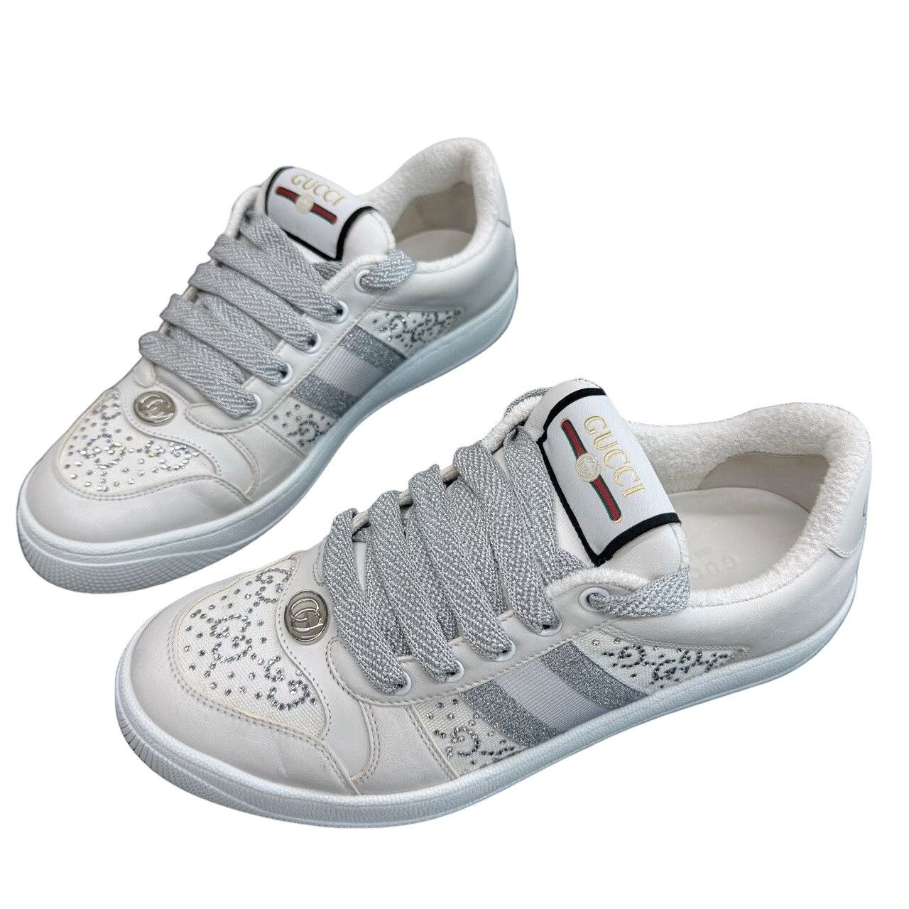 Gucci Gucci Crystal Screener Sneakers Size 38.5 Size US 8.5 / IT 38.5 - 1 Thumbnail
