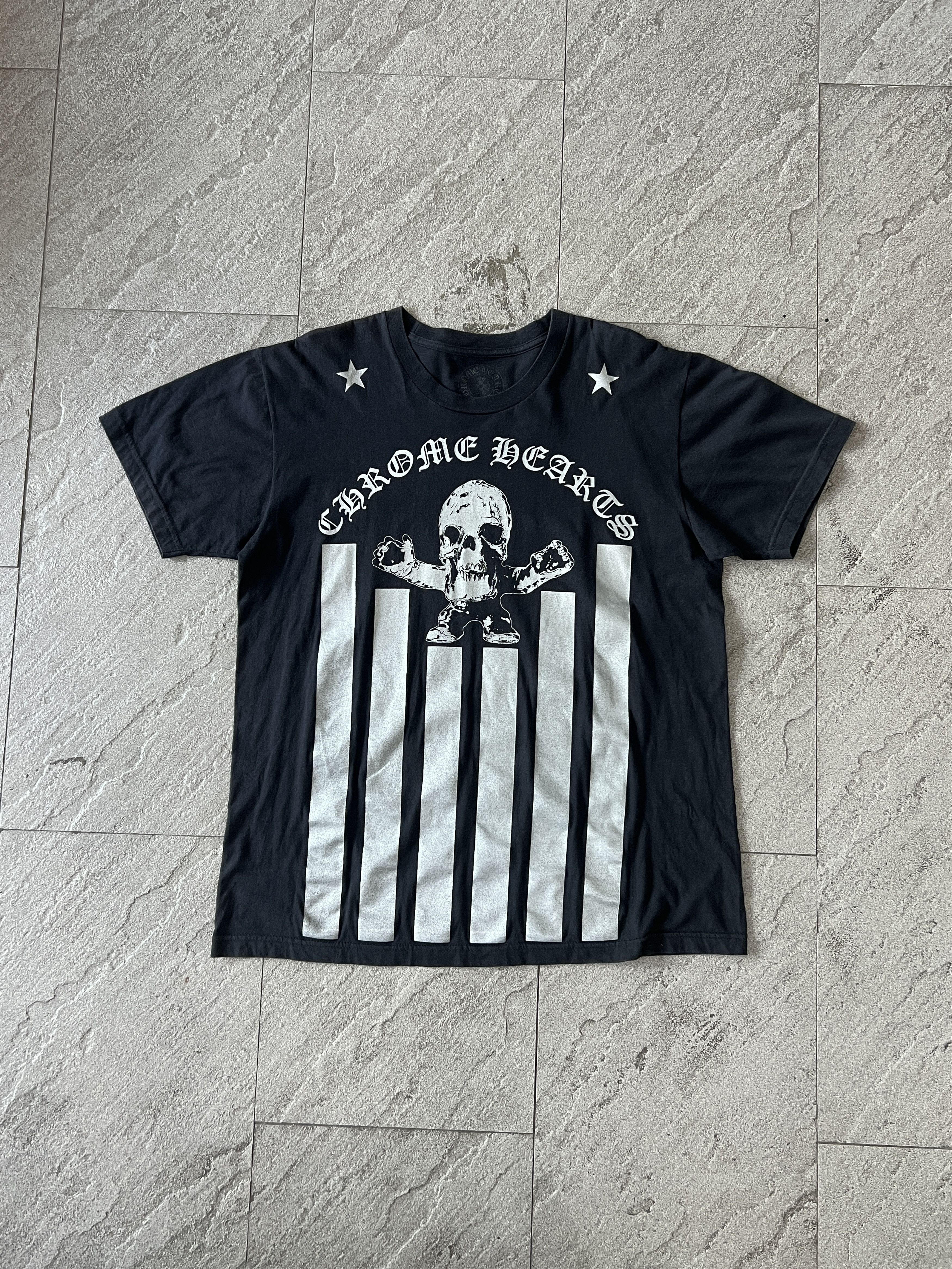 Chrome Hearts RARE Chrome Hearts Foti Skull Silver Logo Black Tee