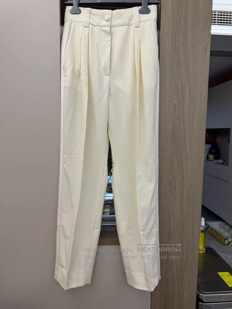 Miu Miu Miu Miu 42 White mulberry silk cotton wool trousers Size 41" - 1 Thumbnail