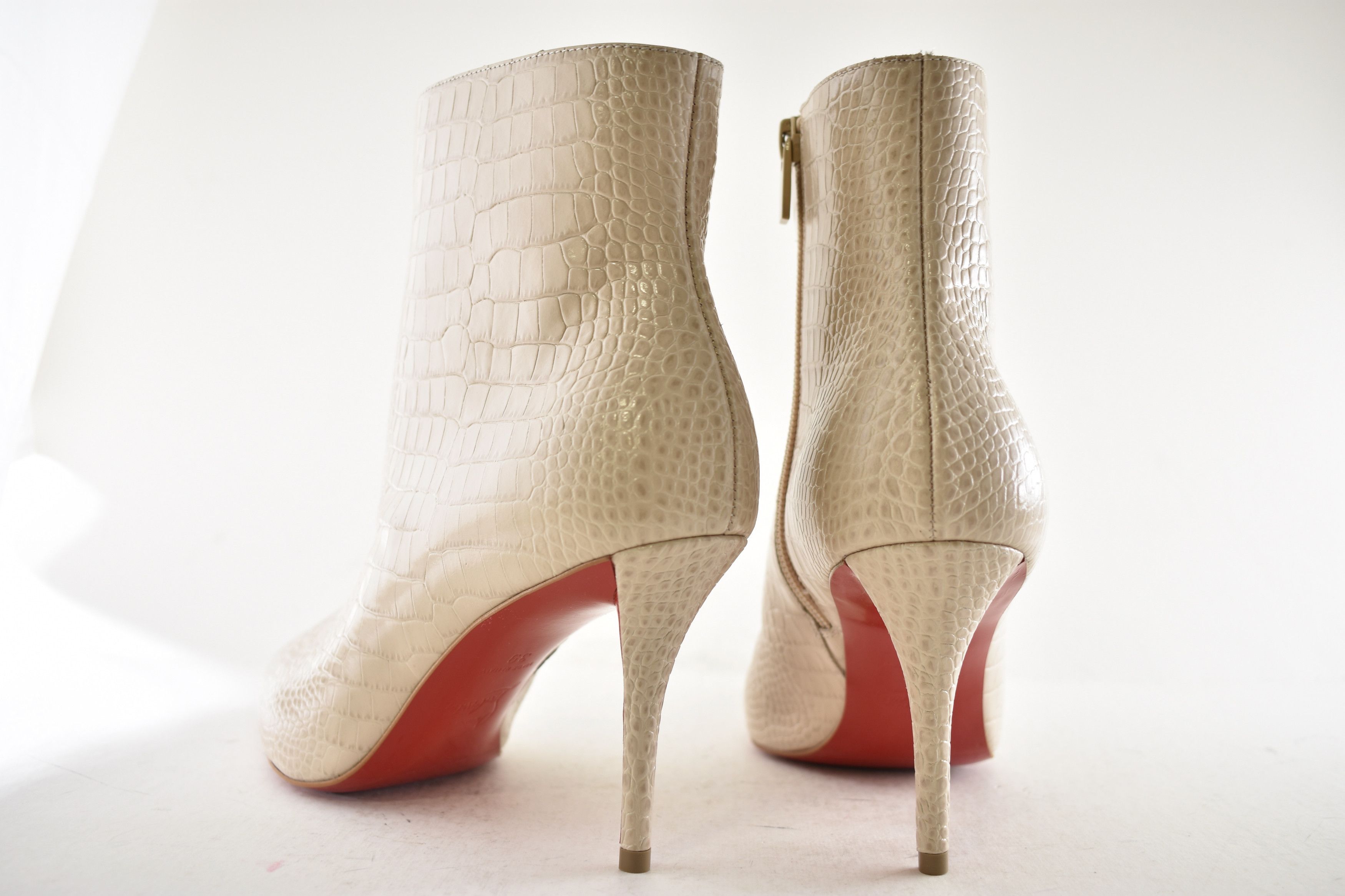 Christian Louboutin Miss Z Booty 80 Pearl Beige Croc Short Ankle Heel Boot 40 Size US 10 / IT 40 - 21 Thumbnail