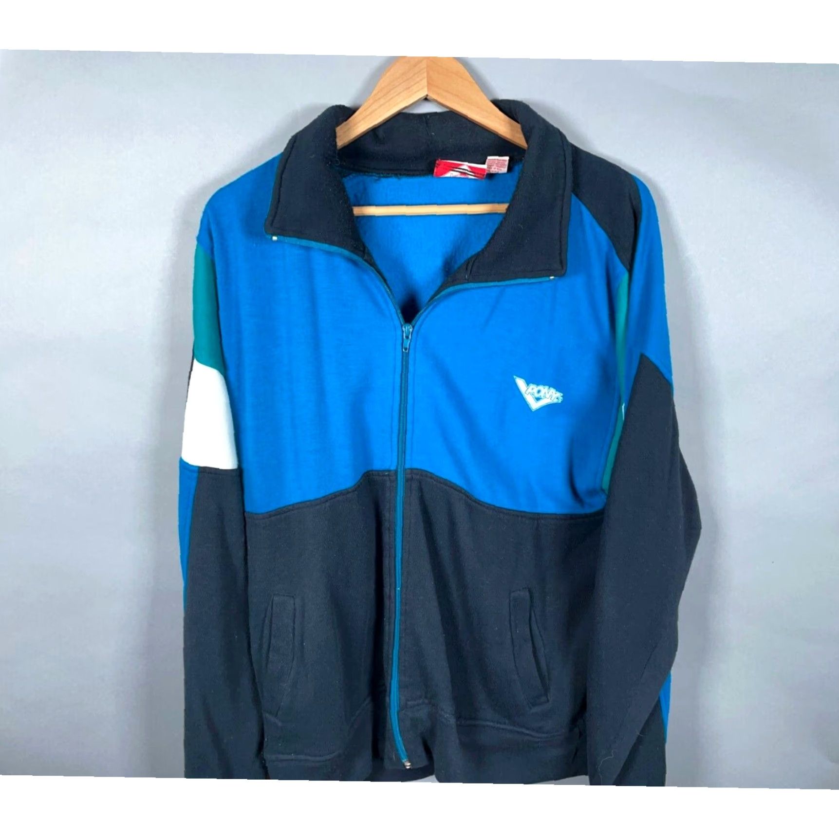Pony Authentic Vintage Style Cotton Zipper Front Track Jacket for Adults in Large Size with Blue and Black Color Block Pattern Retrospective Design Grailed