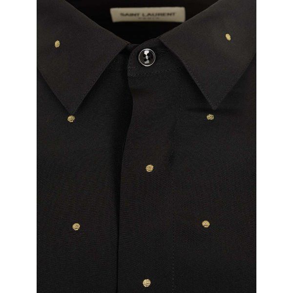 Saint Laurent Paris o1bcso1str1124 Yves Collar Classic Shirt in Black Size US S / EU 44-46 / 1 - 3 Thumbnail