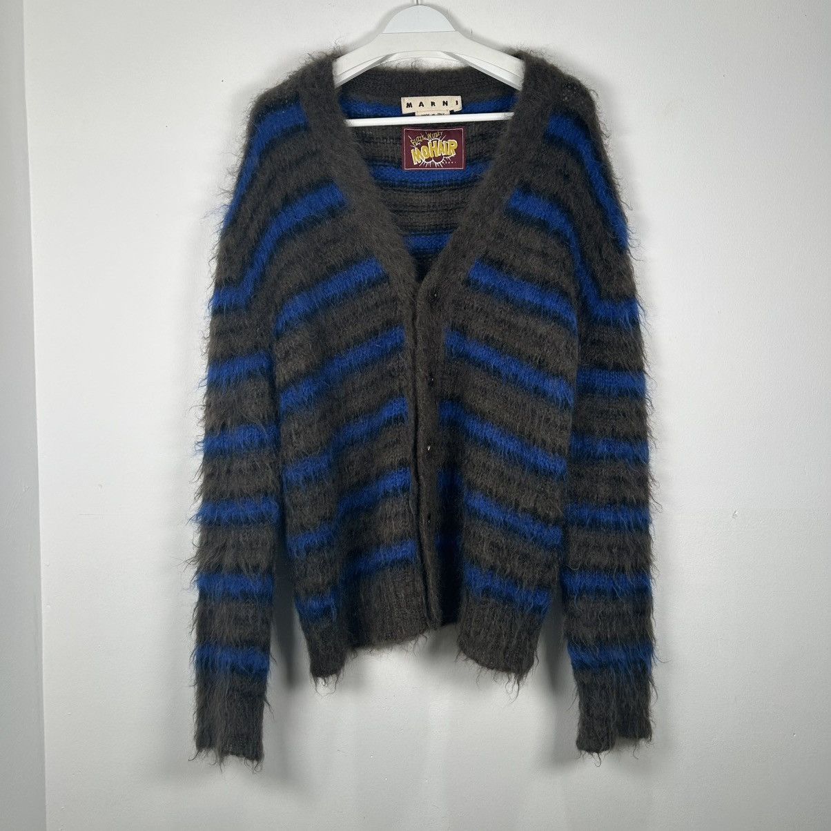 Marni ⭐️ Marni Mohair Cardigan Fuzzy Wuzzy Grey Stripe⭐️ Size US L / EU 52-54 / 3 - 1 Thumbnail