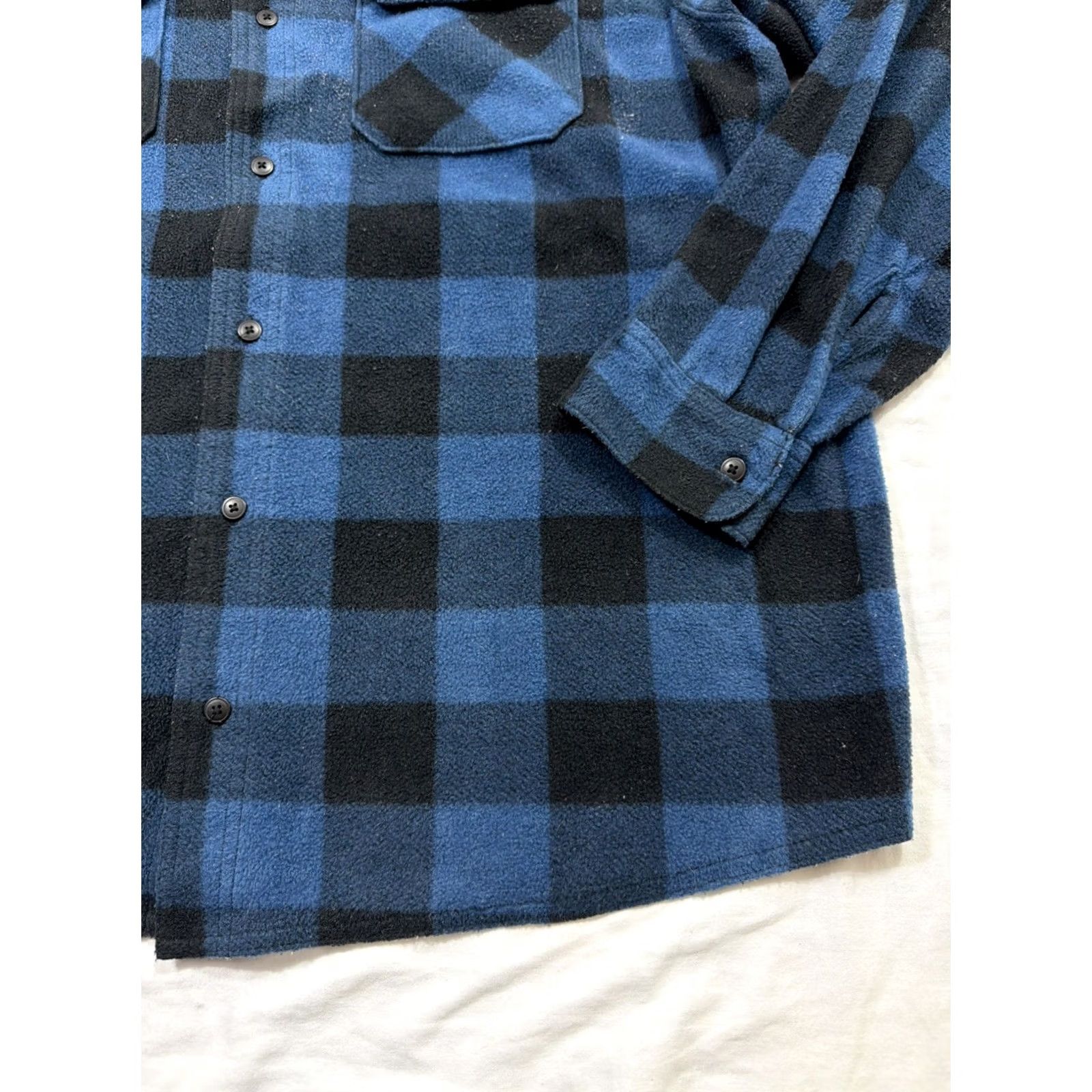 Wrangler Wrangler Button-Up Shirt 2XL Blue Black Buffalo Plaid Fleece Mens Oversized Pockets Casual Workwear Size US XXL / EU 58 / 5 - 5 Thumbnail