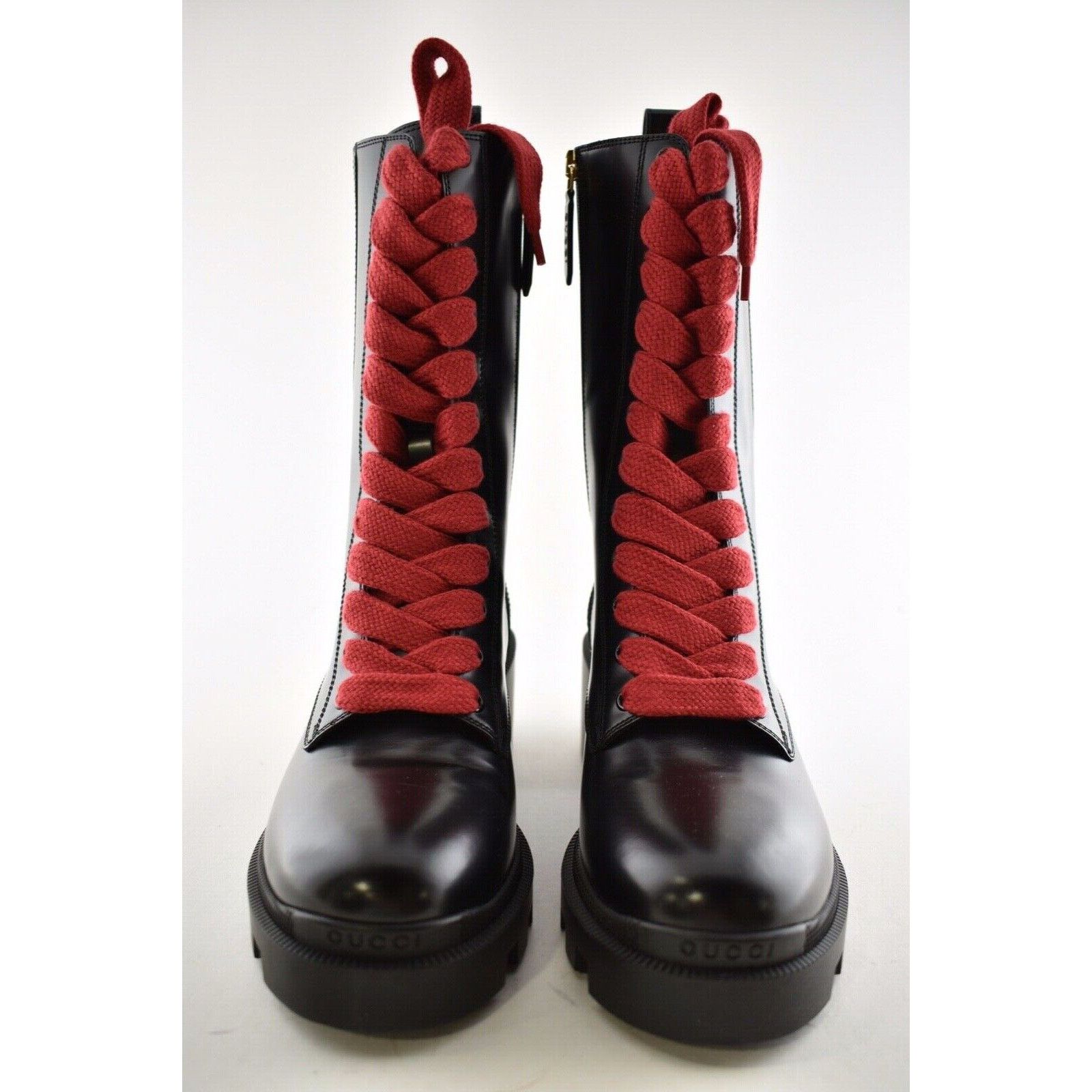 Gucci Gucci Trip Black Leather Red Green Web Stripe Mid Calf Block Size US 5 / IT 35 - 5 Thumbnail