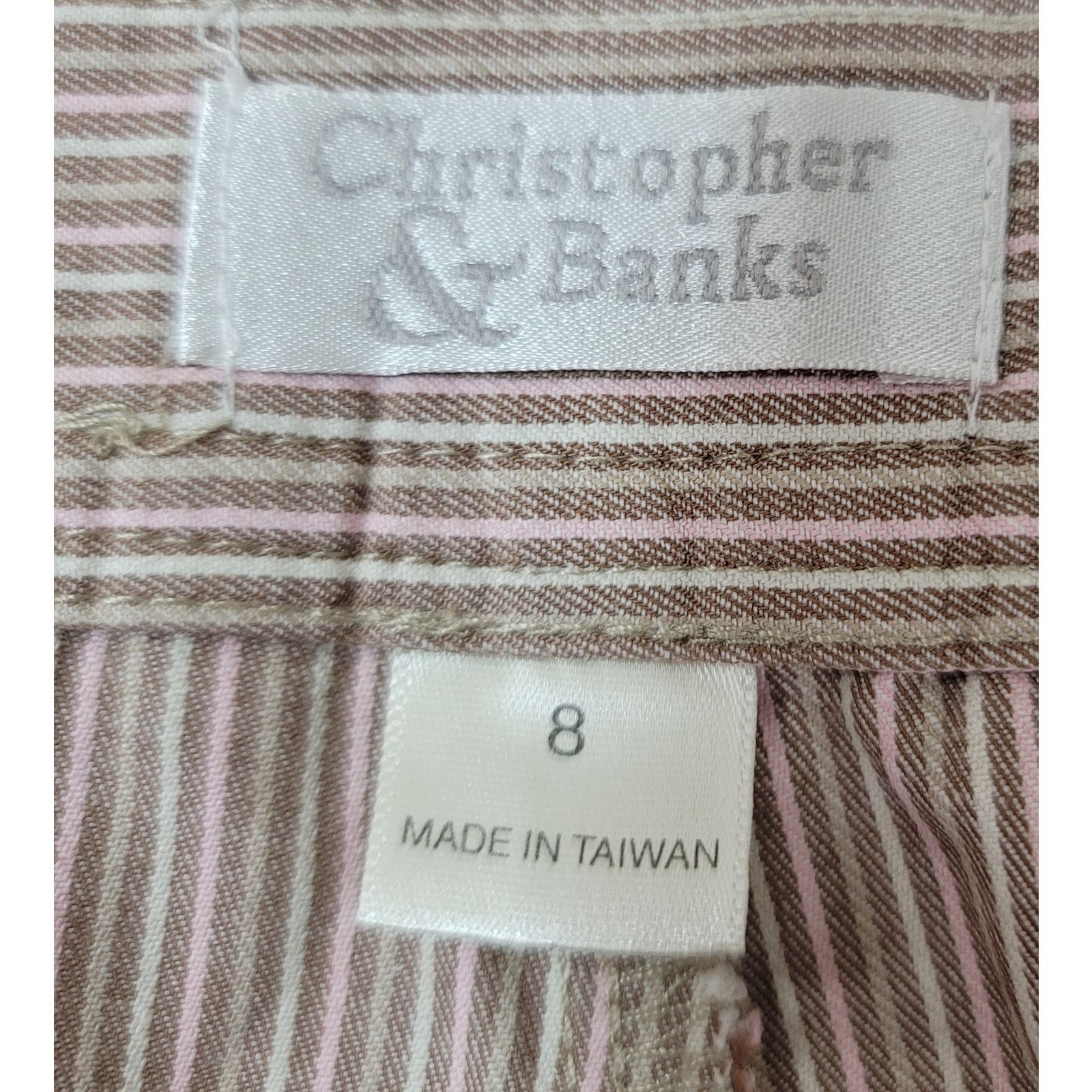 Other Christopher & Banks Beige Striped Capri Pants 8 Lightweight Size 30" / US 8 / IT 44 - 4 Thumbnail