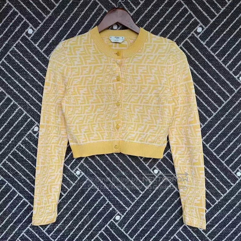 Fendi Fendi SS21 Casual Viscose Knit Sweater - Yellow Size XS / US 0-2 / IT 36-38 - 2 Thumbnail