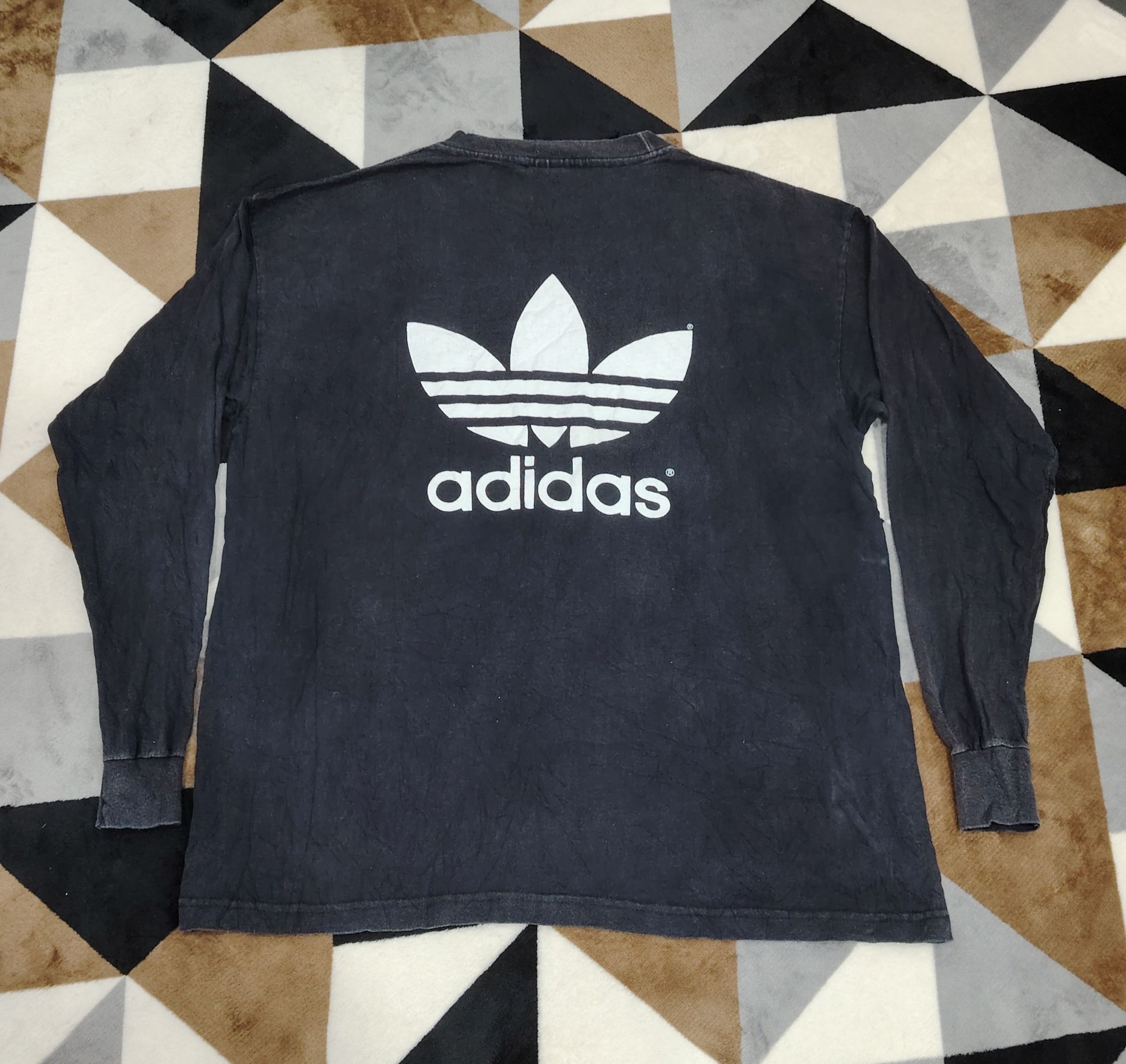 Adidas × Vintage Vtg 90s ADIDAS USA Trefoil Biglogo Double Print Longsleeves Size US L / EU 52-54 / 3 - 2 Thumbnail