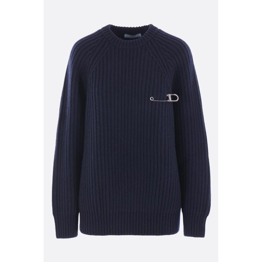Prada PRADA Blue Wool Cashmere Safety Pin Sweater New & Authentic Size S / US 4 / IT 40 - 1 Thumbnail