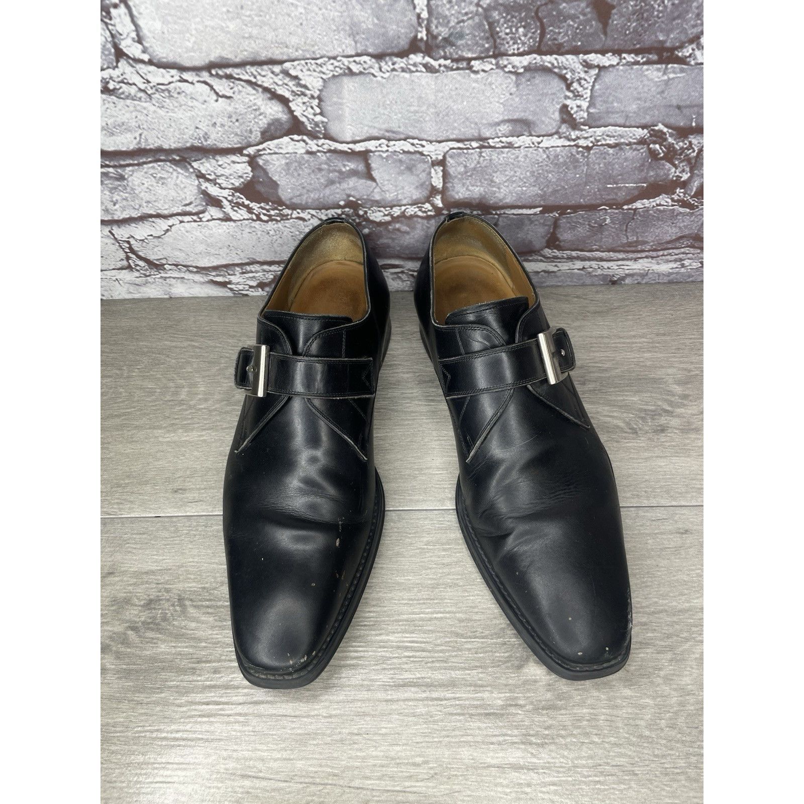 Magnanni Magnanni Black Leather Buckle Monk Strap Loafers Dress Shoes Size US 9.5 / EU 42-43 - 3 Thumbnail