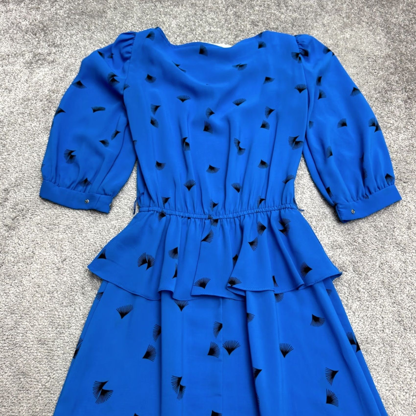 Vintage VINTAGE John Richard Blue Peplum A-Line Midi Dress Womens 5/6 80s Fan Size M / US 6-8 / IT 42-44 - 3 Thumbnail
