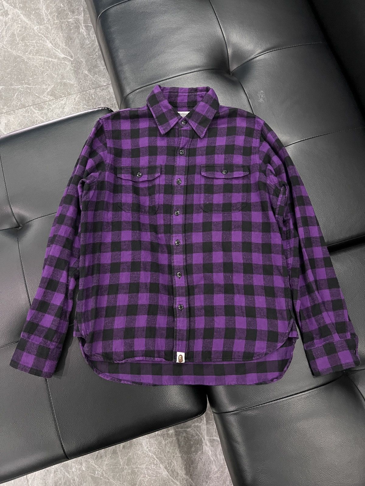 Bape A Bathing Ape OG 2000s Purple & Black Plaid Flannel Shirt Size US S / EU 44-46 / 1 - 1 Thumbnail