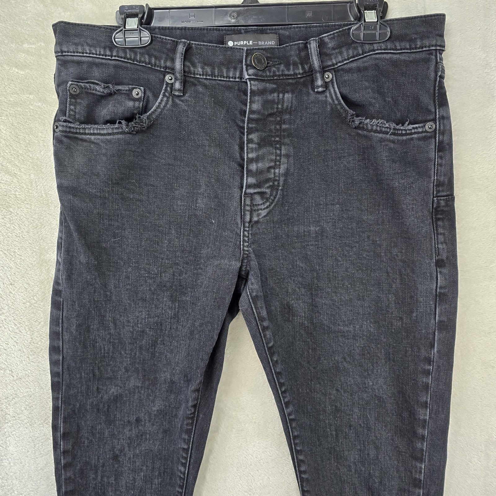 Purple Brand Purple Brand Jeans Mens 33x30 Black P001 Distressed Slim Fit Size US 33 - 2 Thumbnail