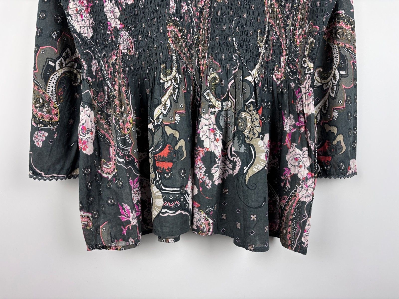 Odd Molly Odd Molly Floral Blouse Top Organic Cotton Gray Size 3 Size L / US 10 / IT 46 - 3 Thumbnail