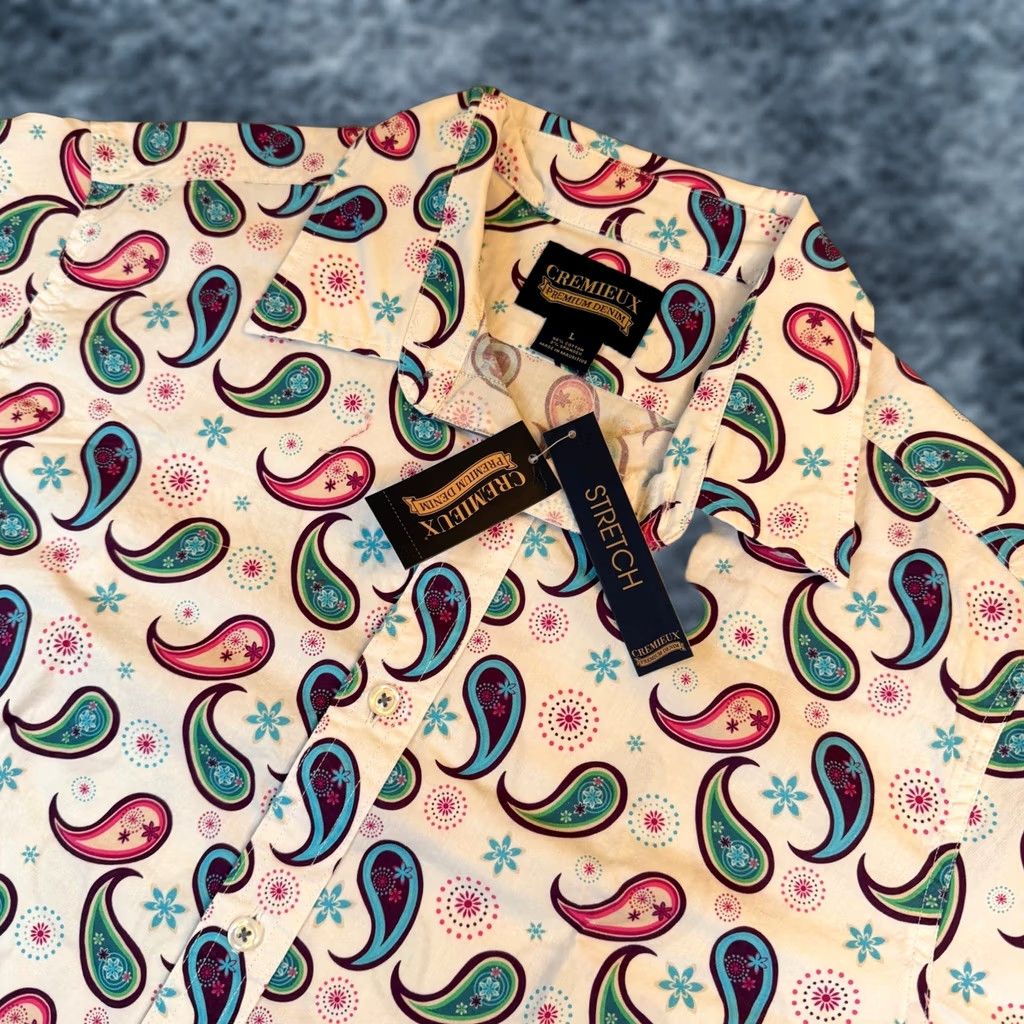Cremieux Cremieux Premium Denim Button Up Shirt Mens Large White Paisley Stretch NWT Size US L / EU 52-54 / 3 - 1 Thumbnail