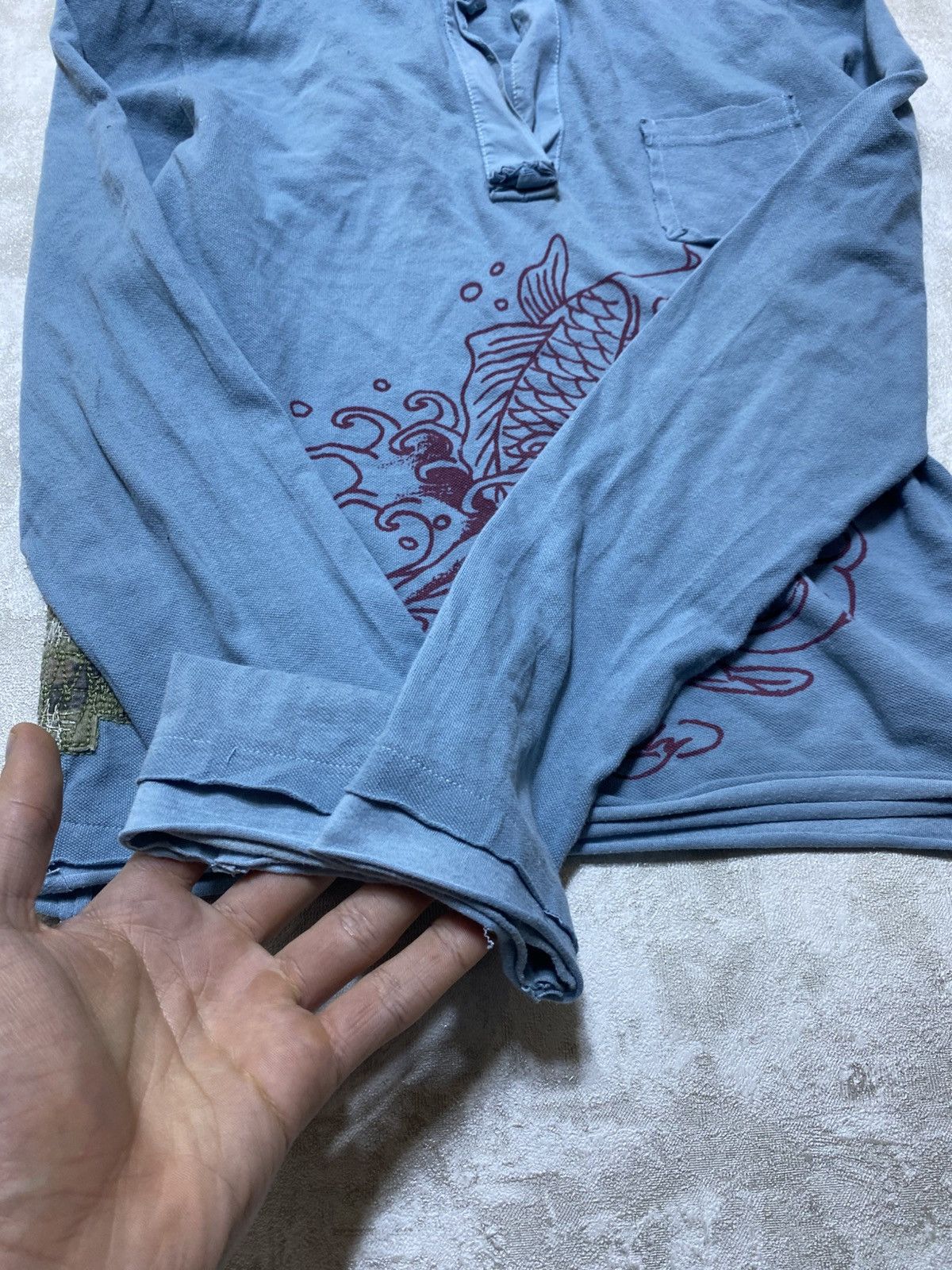 Ed Hardy Vintage Ed Hardy Dragon Graphic Long Sleeve Shirt Blue Y2K Size S / US 4 / IT 40 - 10 Thumbnail