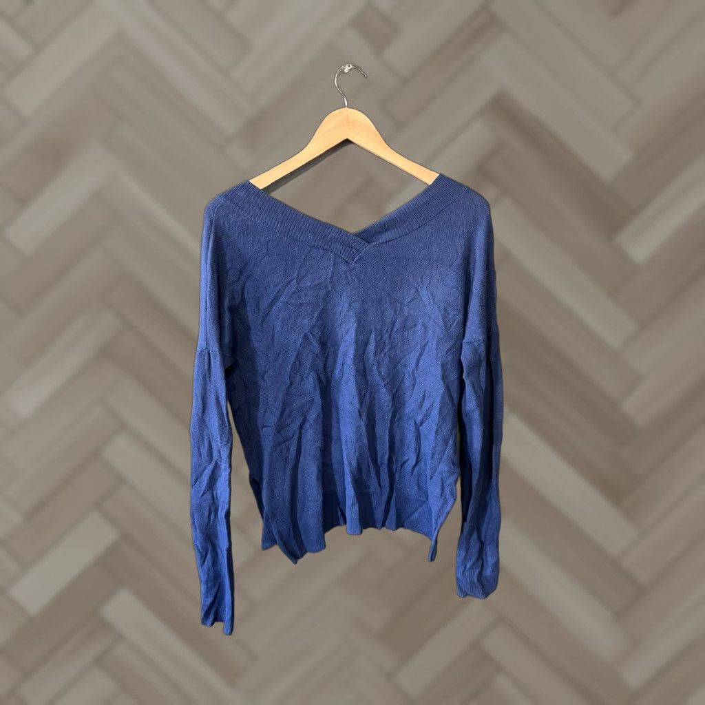 Vintage Margaret O'Leary Womens Blue Long Sleeve Pullover Sweatshirt V-Neck L Pullover Sweatshirt Women Blue V-Neck Long Sleeve Size L Size L / US 10 / IT 46 - 1 Thumbnail