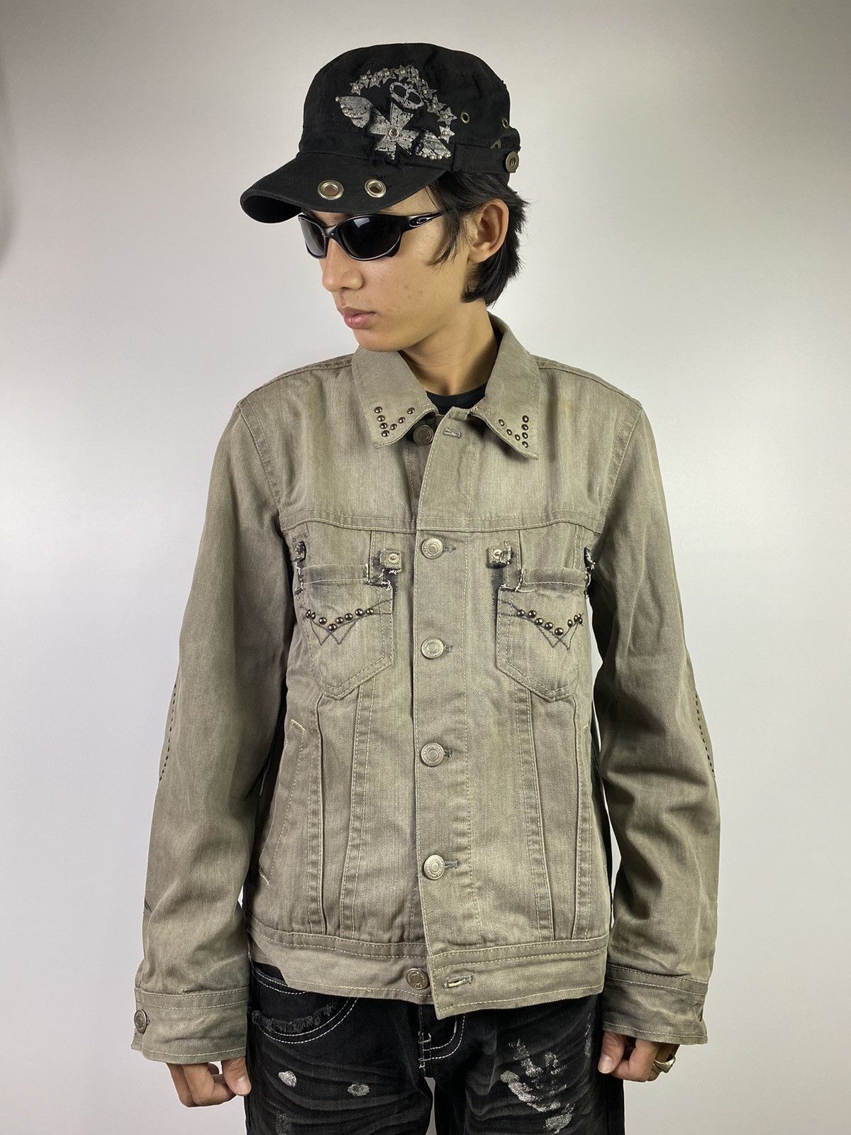 denim studdet patchwork jacket jambangee japan ifsx