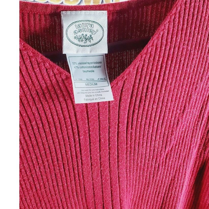 Laura Ashley Laura Ashley Red Ribbed Knit Sweater Pullover Top M Size M / US 6-8 / IT 42-44 - 3 Thumbnail