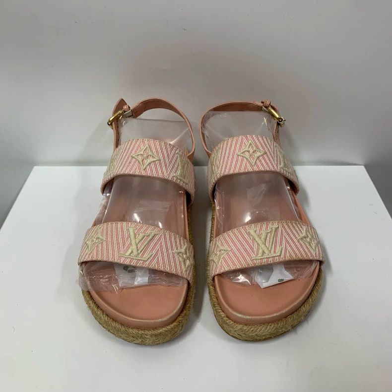 Louis Vuitton Louis Vuitton Pink denim sandals Size US 4.5 / IT 34.5 - 2 Thumbnail