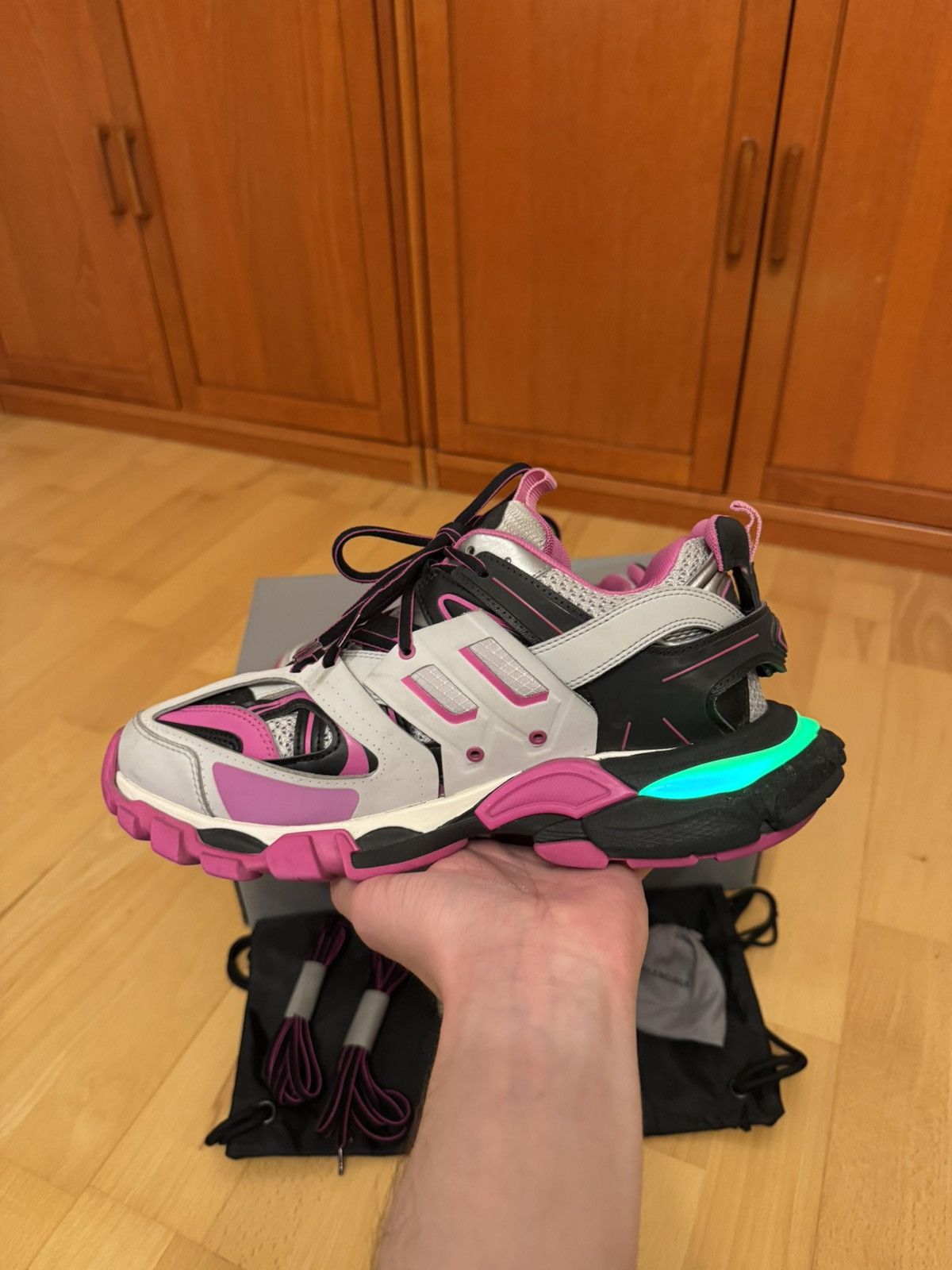 Balenciaga Balenciaga LED Track Black Pink Grey Size US 8 / EU 41 - 5 Thumbnail