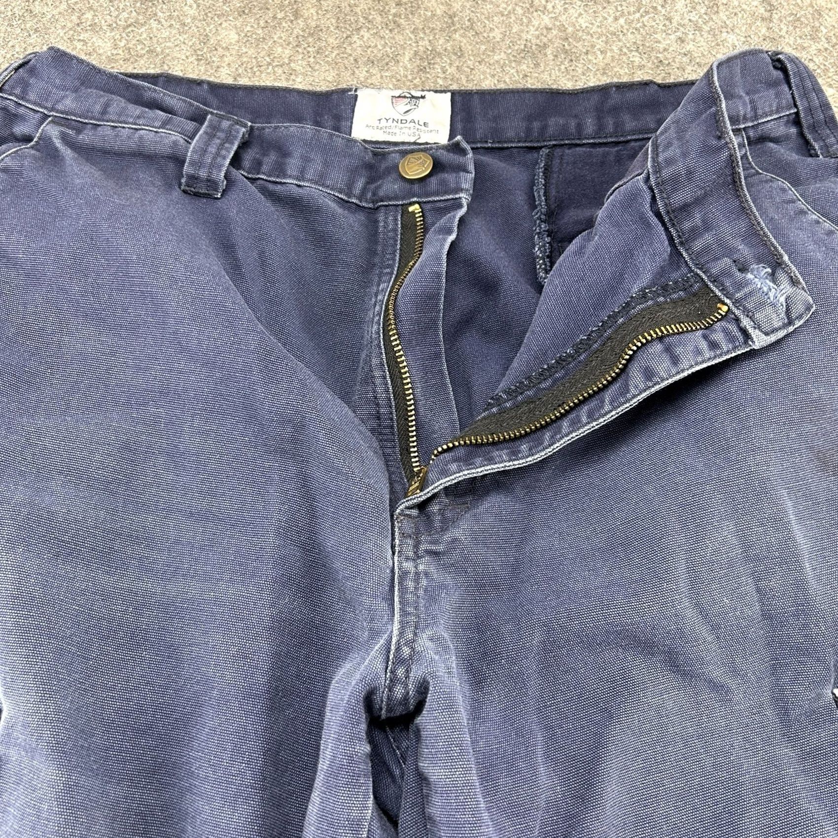 Vintage Tyndale Pants Mens 35x33 Blue Navy Cargo Workwear Flame Resistant USA Straight Leg 90s Size US 35 - 2 Thumbnail