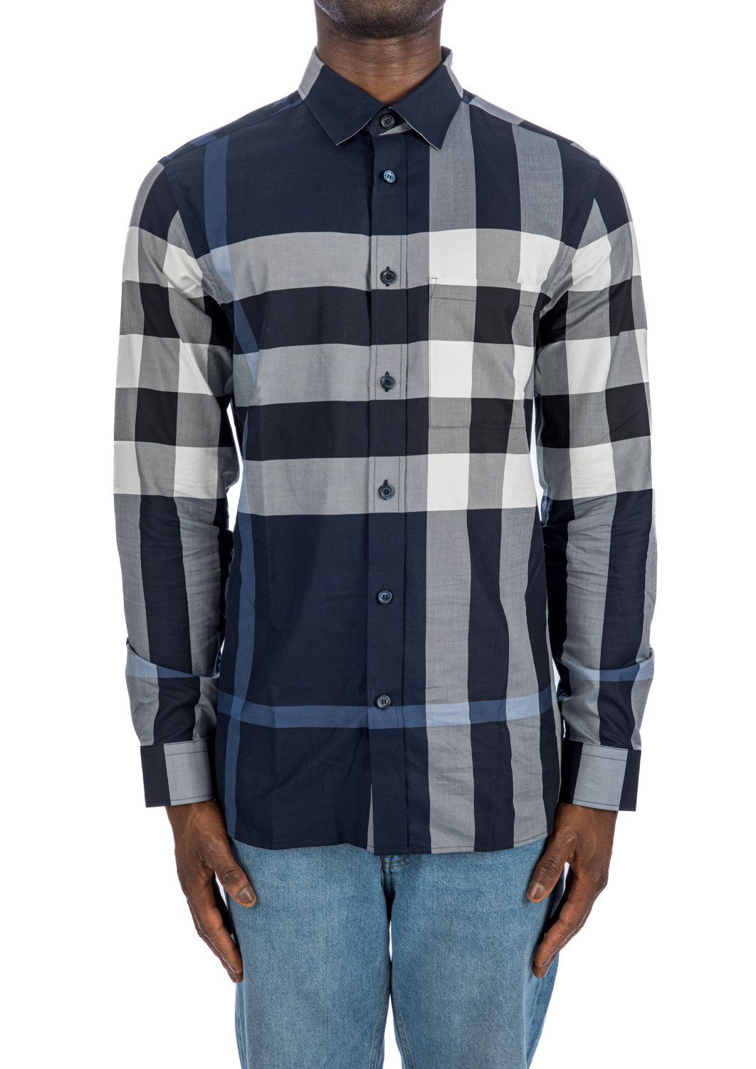 Burberry BURBERRY navy blue slim fit classic check cotton shirt M Size US M / EU 48-50 / 2 - 4 Thumbnail