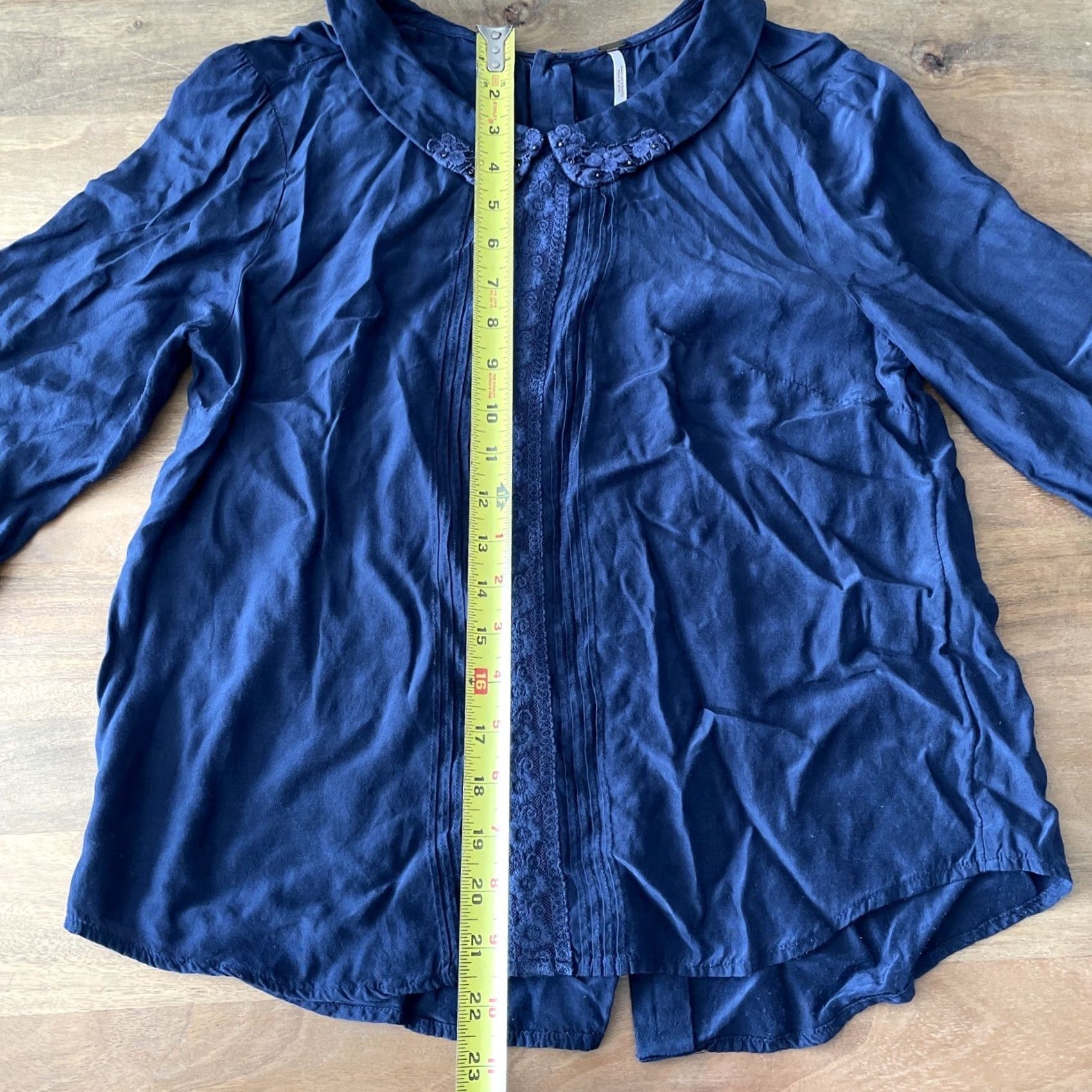 Free People Free People Blouse Shirt Women M Blue Embroidered Bohemian Tunic Long Sleeve Button Open Back Strait Casual Party/Cocktail Travel Size M / US 6-8 / IT 42-44 - 7 Thumbnail