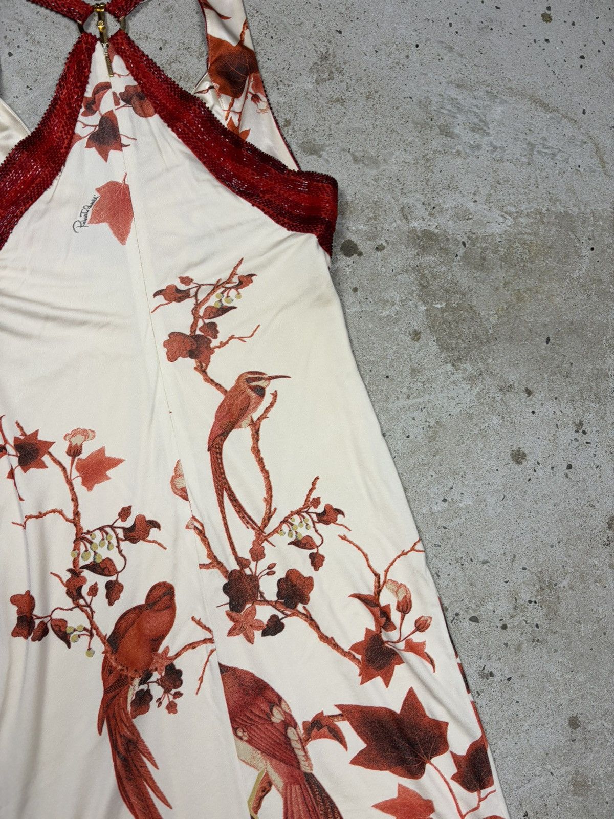 Roberto Cavalli Roberto Cavalli 2007 Cream Printed Beaded Dress Size M / US 6-8 / IT 42-44 - 17 Thumbnail