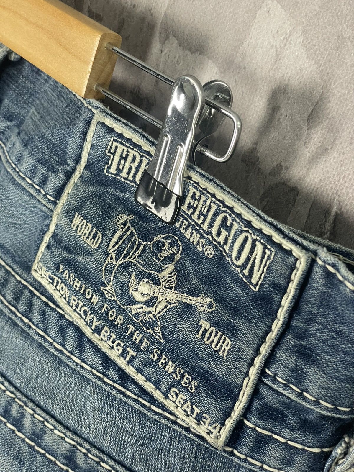 Japanese Brand × True Religion 💥Y2K Vintage True Religion White Stitch Rare Straight Jeans Size US 36 / EU 52 - 7 Thumbnail