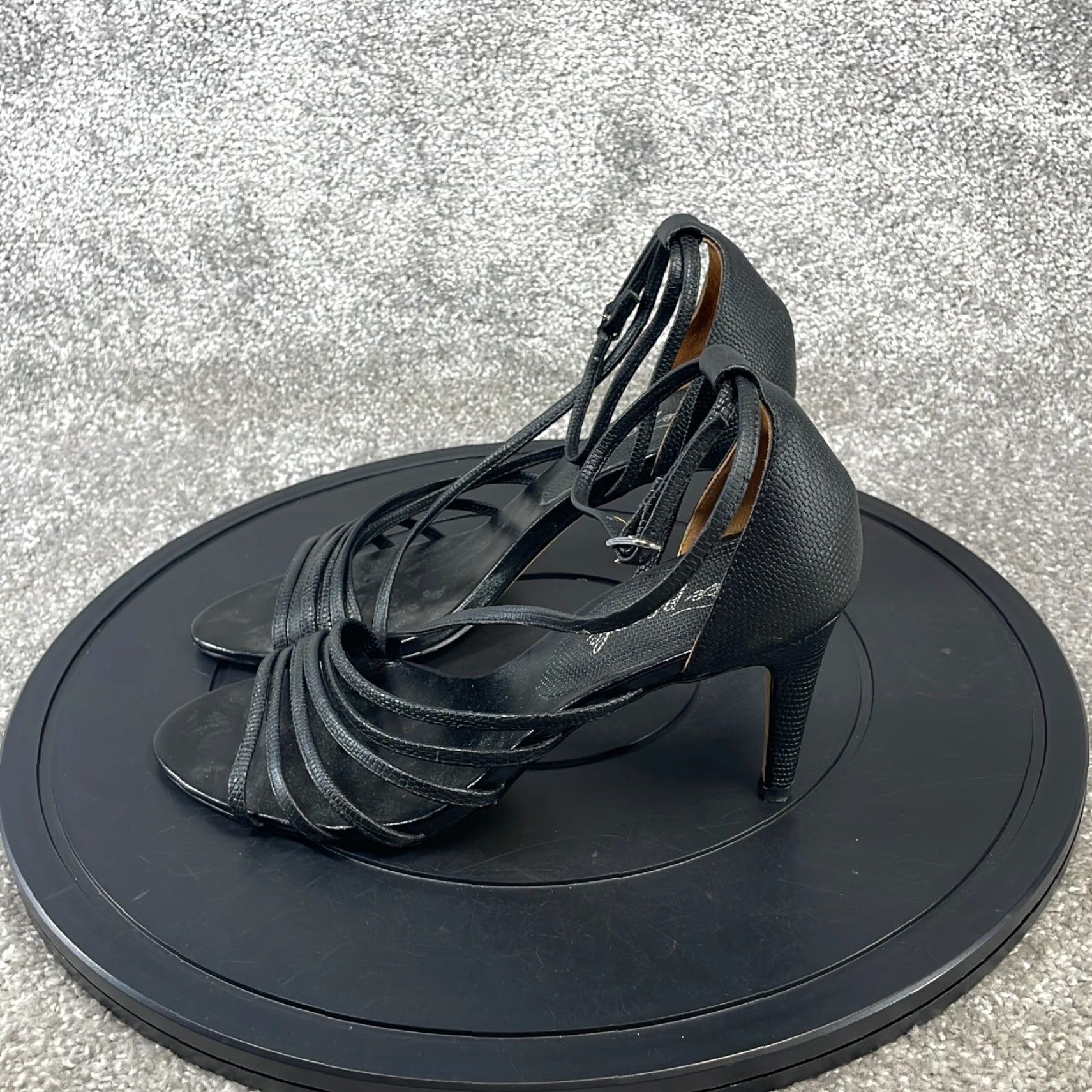 Free People VINTAGE Free People Women's Sandals Adult 8.5 Black Leather Strappy High Heel Stiletto Casual Summer Size US 9 / IT 39 - 3 Thumbnail