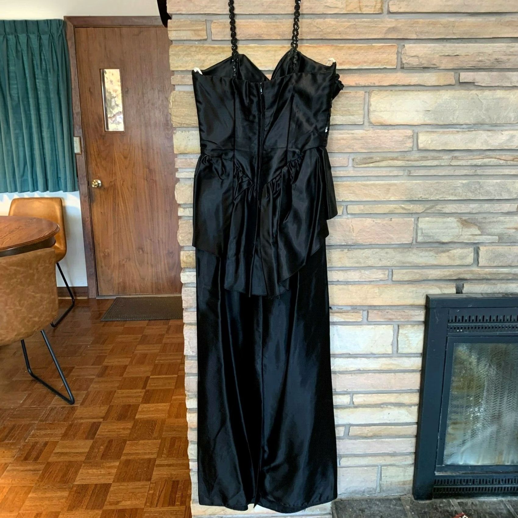 Vintage VINTAGE Alfred Angelo FLIRTATIONS Black Sequin Prom Maxi Gown Dress 7/8 Womens Size M / US 6-8 / IT 42-44 - 6 Thumbnail