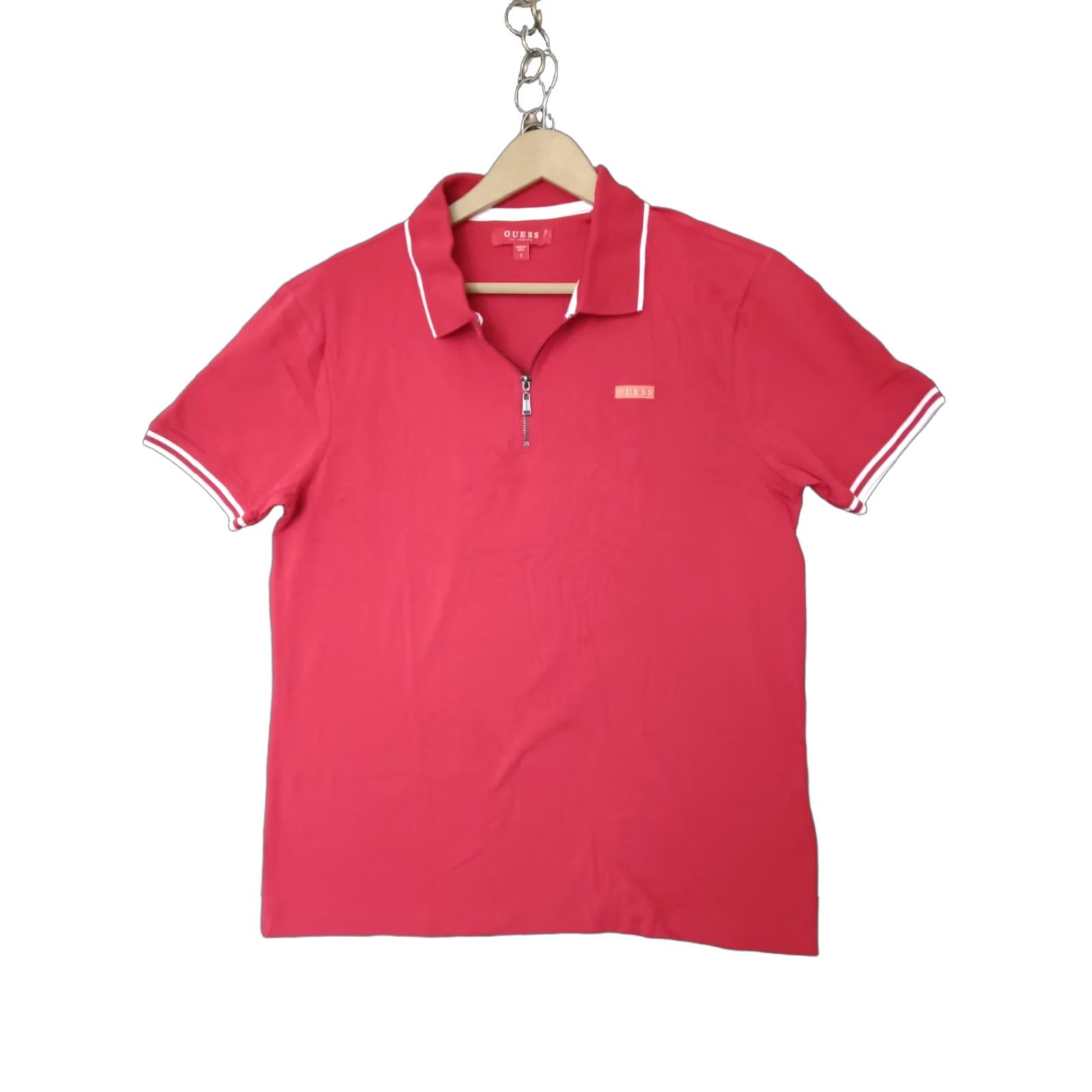 Guess GUESS Short Sleeve Mens Red Polo Collared 1/4 Zip T-Shirt Size S Size US S / EU 44-46 / 1 - 1 Thumbnail