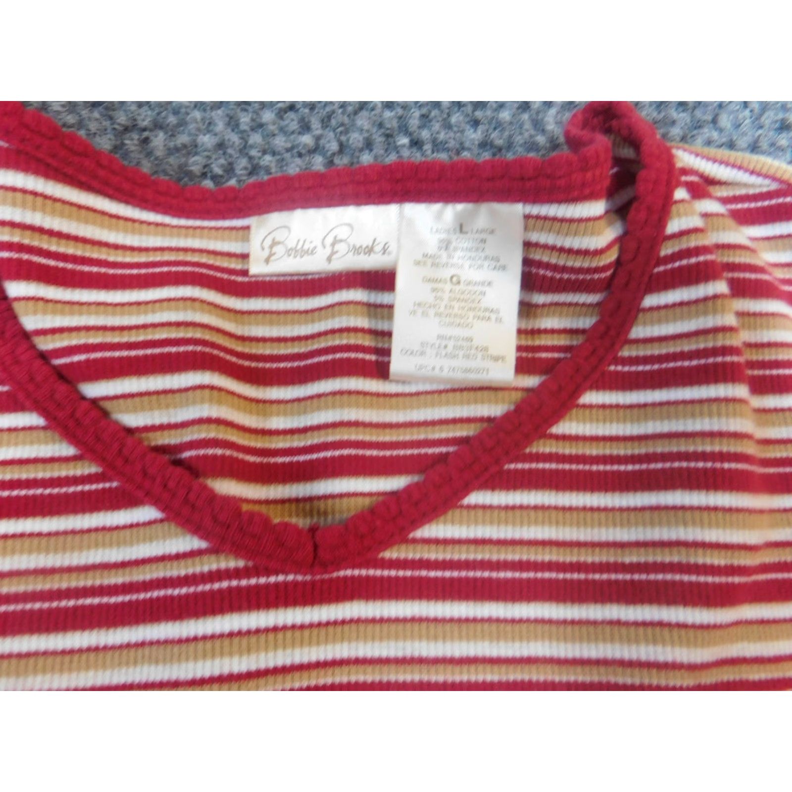 Vintage Bobbie Brooks Womens Sweater L Pullover V-Neck Red Striped Knit Acrylic Regular All Seasons Size L / US 10 / IT 46 - 4 Thumbnail