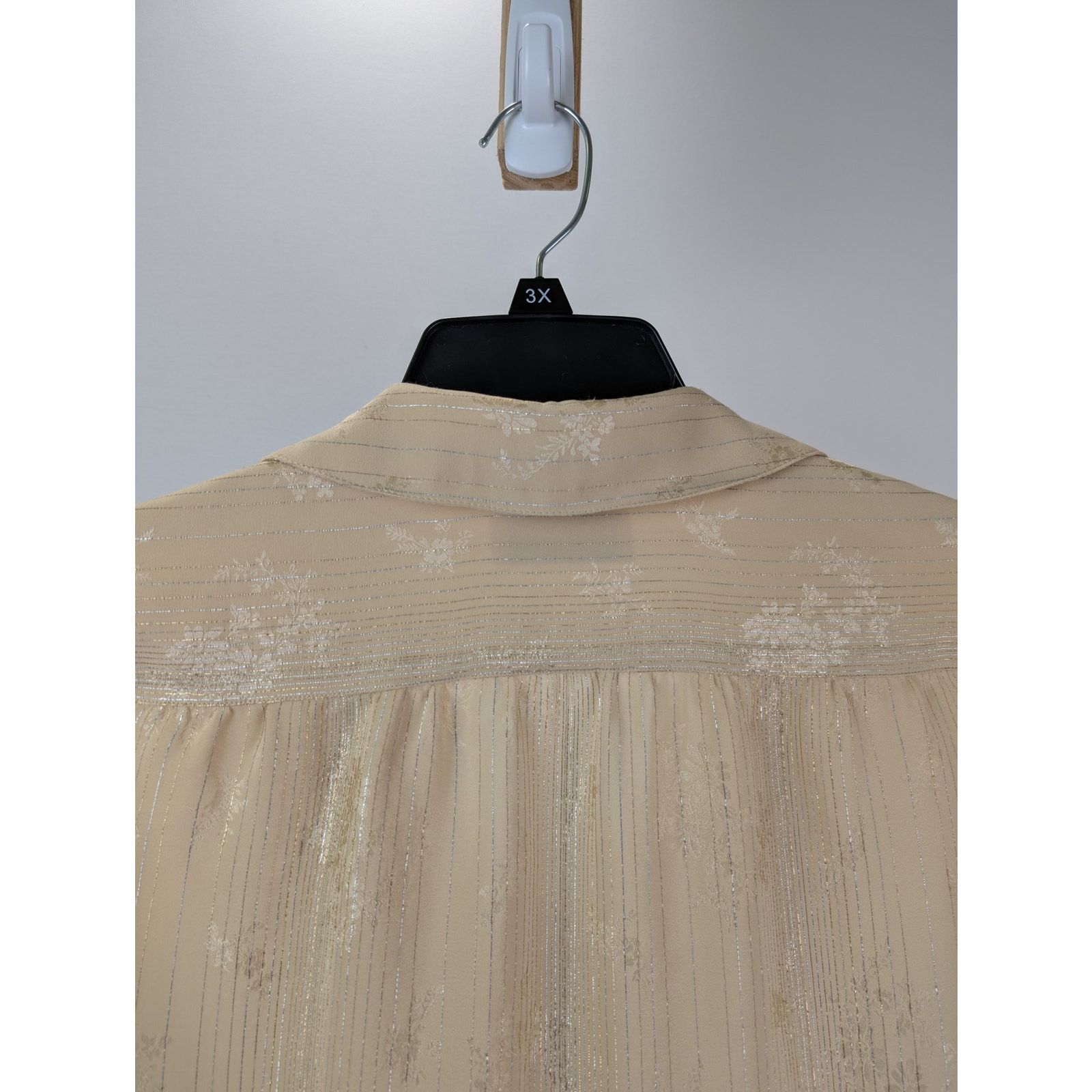 Saint Laurent Paris o1rshd1 Chemise Tight Fitted Ruffled Silk Shirt in Beige Size US S / EU 44-46 / 1 - 13 Thumbnail