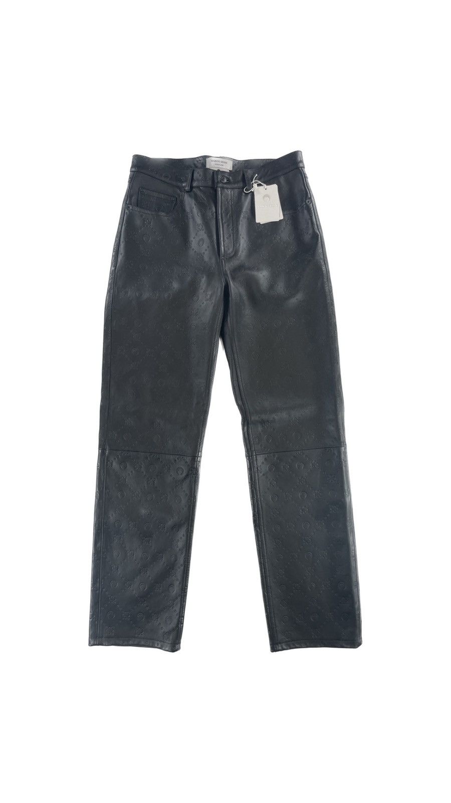 image of Marine Serre Leather Embossed Moon Trousers in Black, Men's (Size 32)