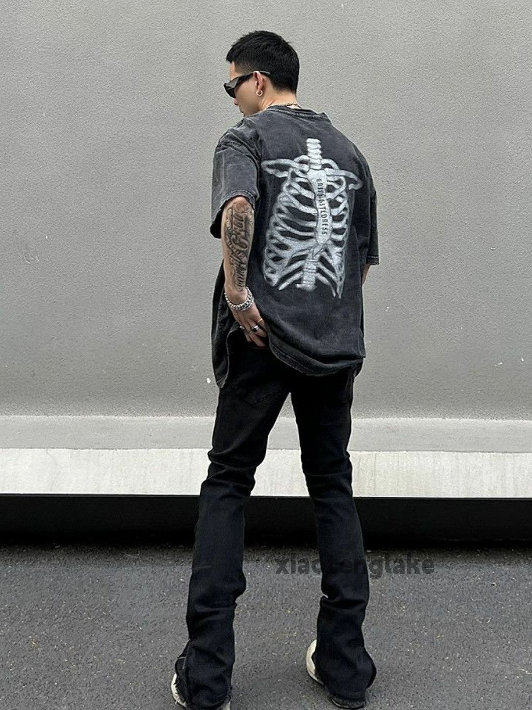 Jean × Vintage zipper washed faded damaged punk flared jeans Size US 30 / EU 46 - 3 Thumbnail
