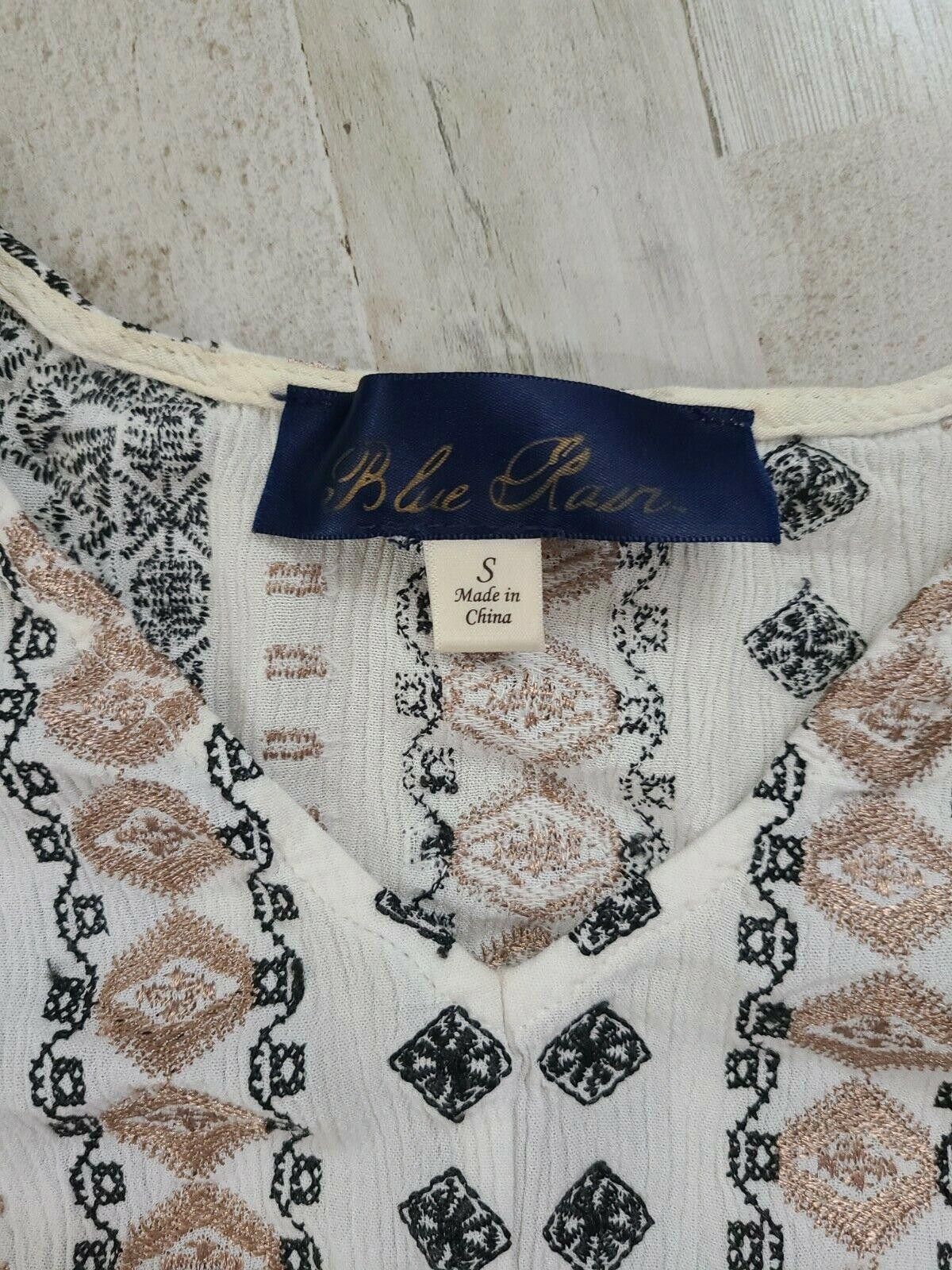 Designer Blue Rain Top Small Embroidered Boho Hippie V Neck Tie Front Size S / US 4 / IT 40 - 3 Thumbnail
