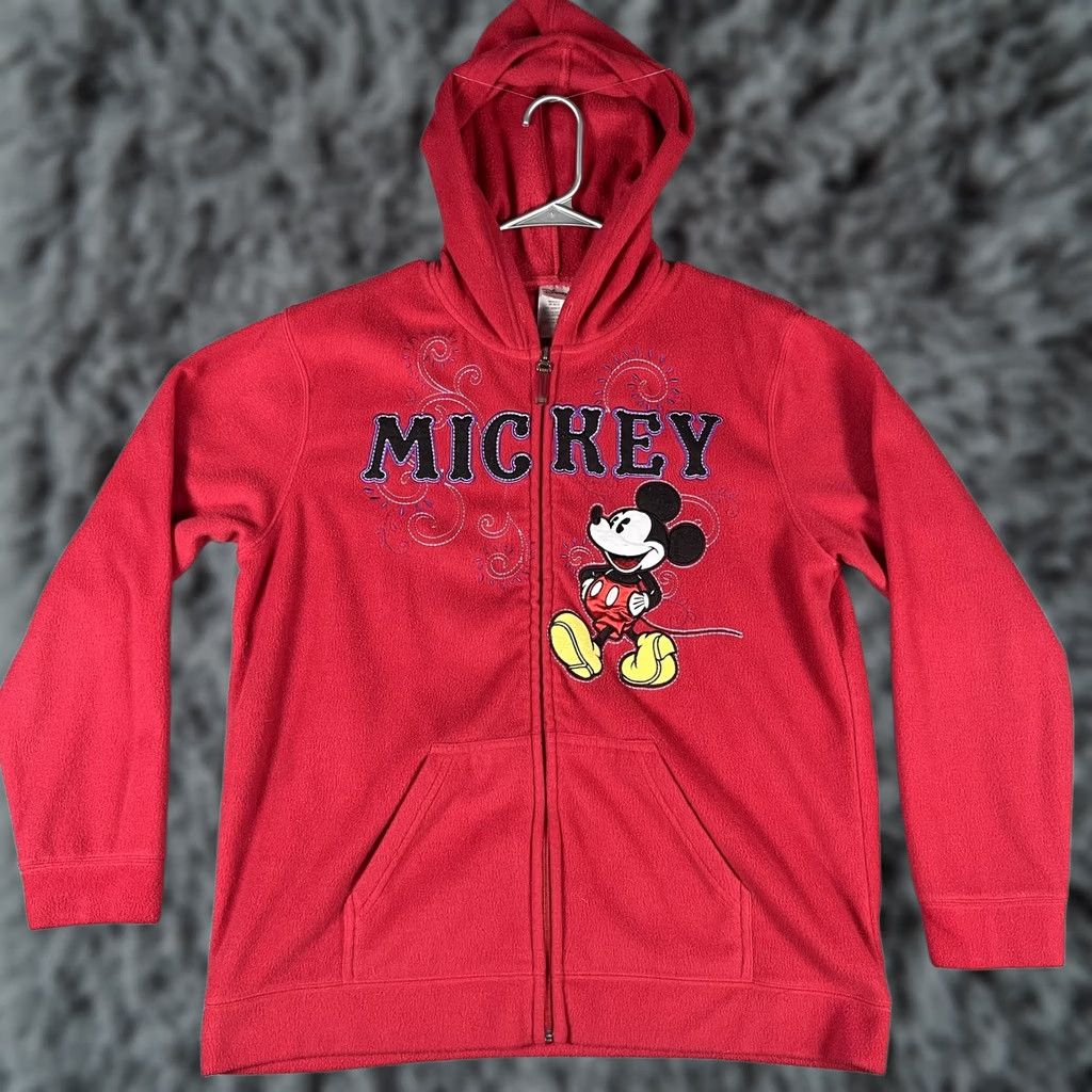 Disney Disney Hoodie Womens Large Mickey Mouse Full Zip Sweatshirt Fleece Embroidered Size L / US 10 / IT 46 - 1 Thumbnail