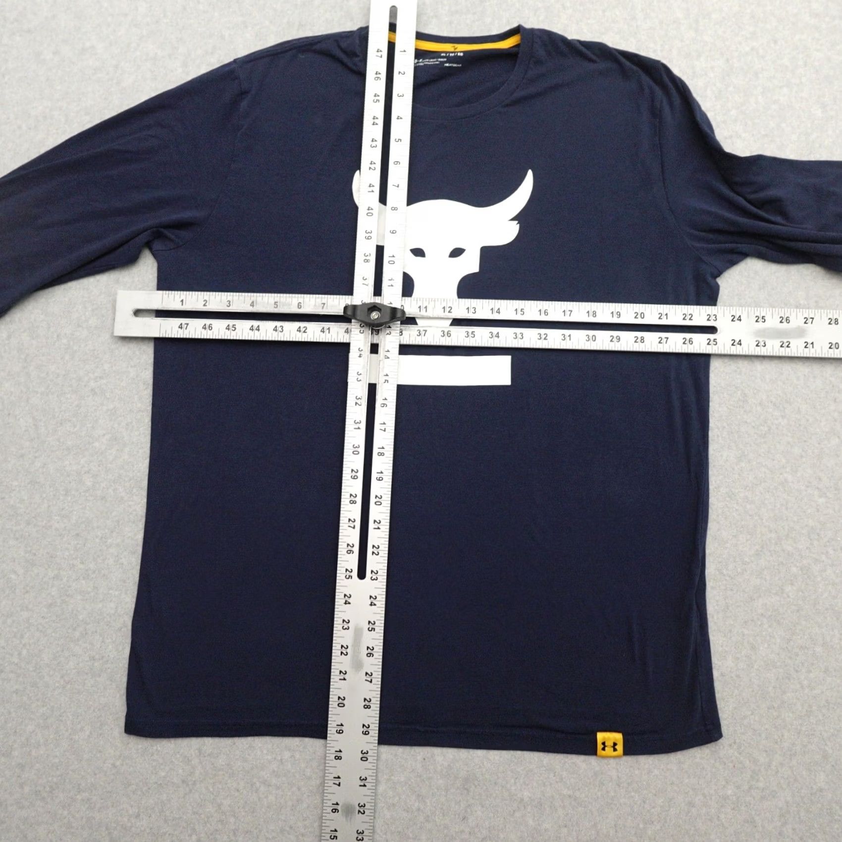 Under Armour Under Armour Project Rock T-Shirt Mens XL Navy Long Sleeve HeatGear Active Size US XL / EU 56 / 4 - 3 Thumbnail
