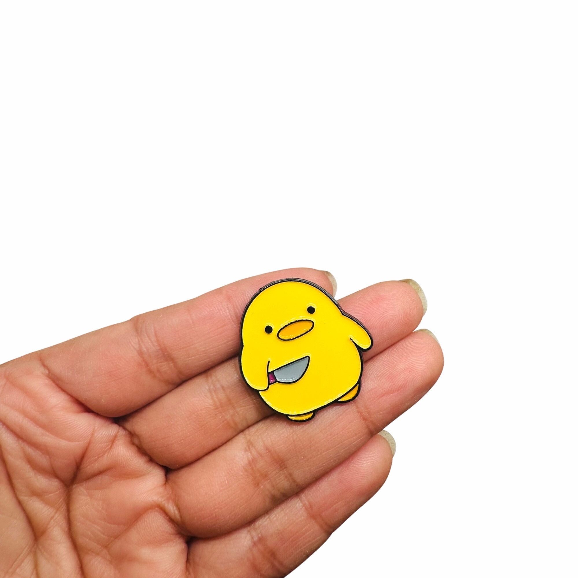 Other 🤩Cute Yellow Duck Chick With Knife Enamel Pin Badge Animal Size ONE SIZE - 2 Thumbnail