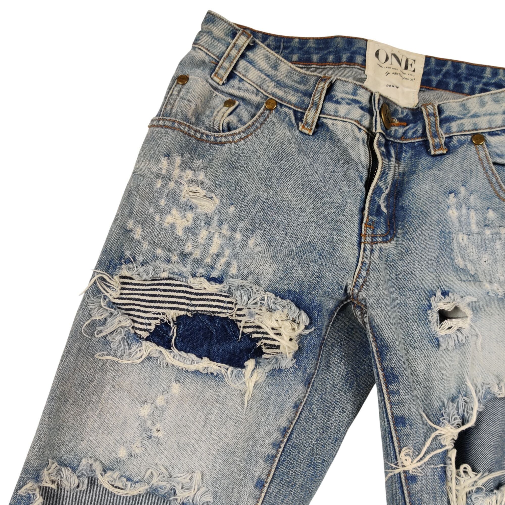 One Teaspoon One teaspoon Trashed Free Birds Jeans 24 Denim Low Rise Skin Size 42" / US 20 - 9 Thumbnail