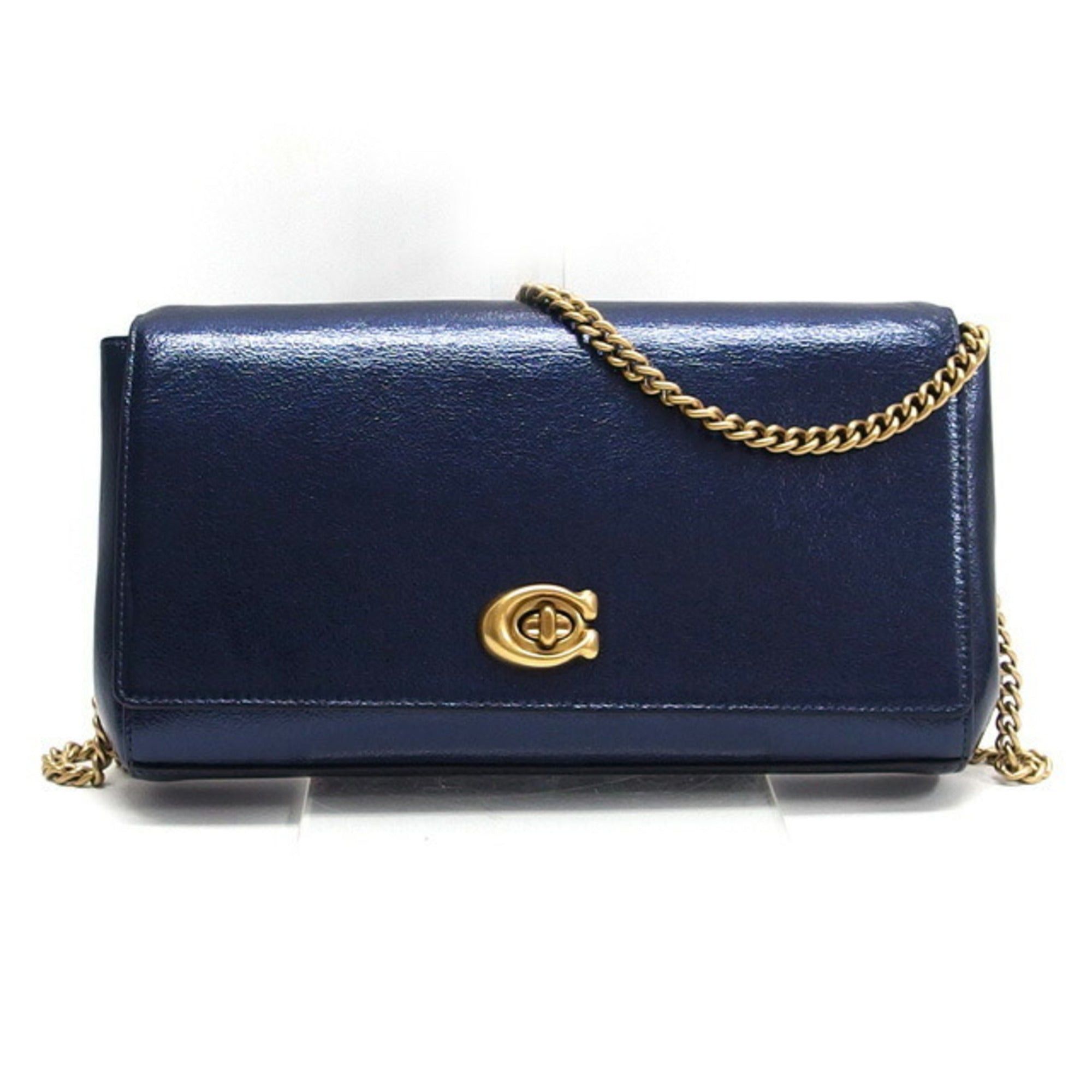 image of Coach Alexa Chain Shoulder Bag Metallic Blue 43023, Women's