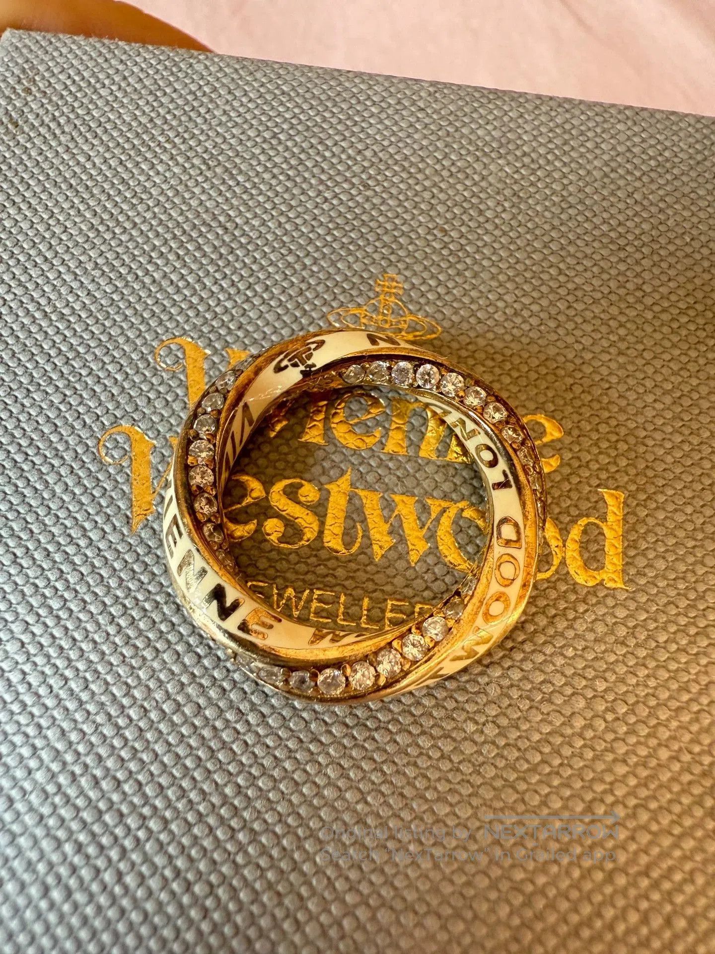 Cartier vintage gold enamel ring with cubic zirconia. Size ONE SIZE - 4 Thumbnail