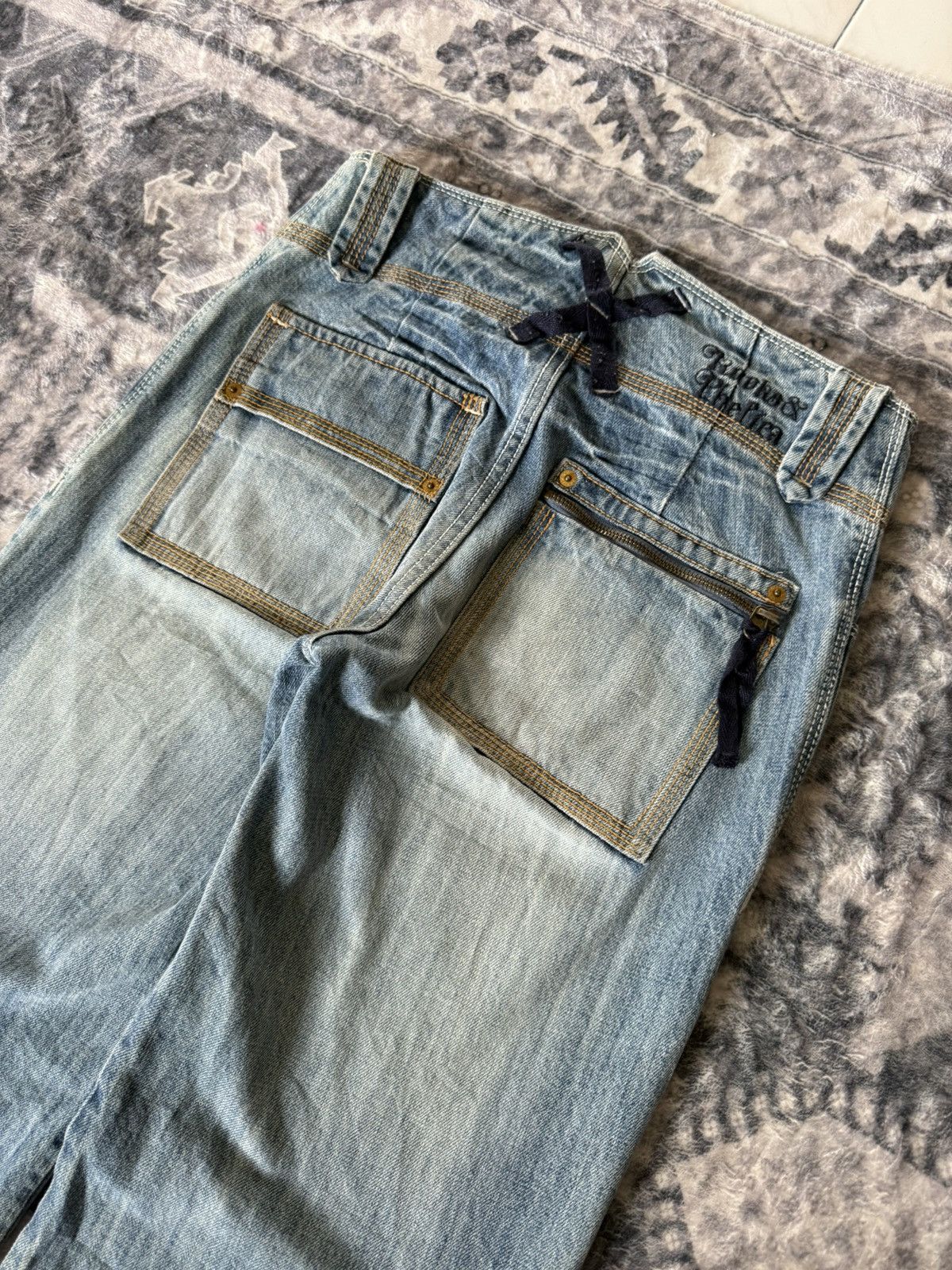 Japanese Brand Kooks & Phellica Flared Tribal Waist Skull Emblem Jeans Size US 28 / EU 44 - 14 Thumbnail
