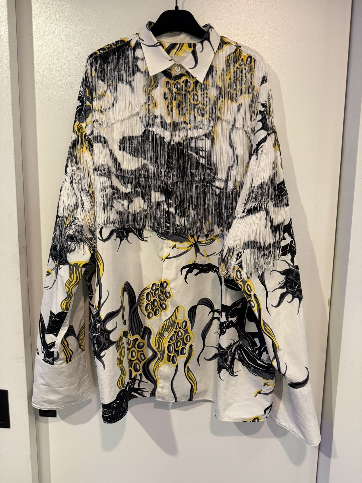 Prada PRINTED COTTON SHIRT WITH FRINGE Size US S / EU 44-46 / 1 - 1 Thumbnail