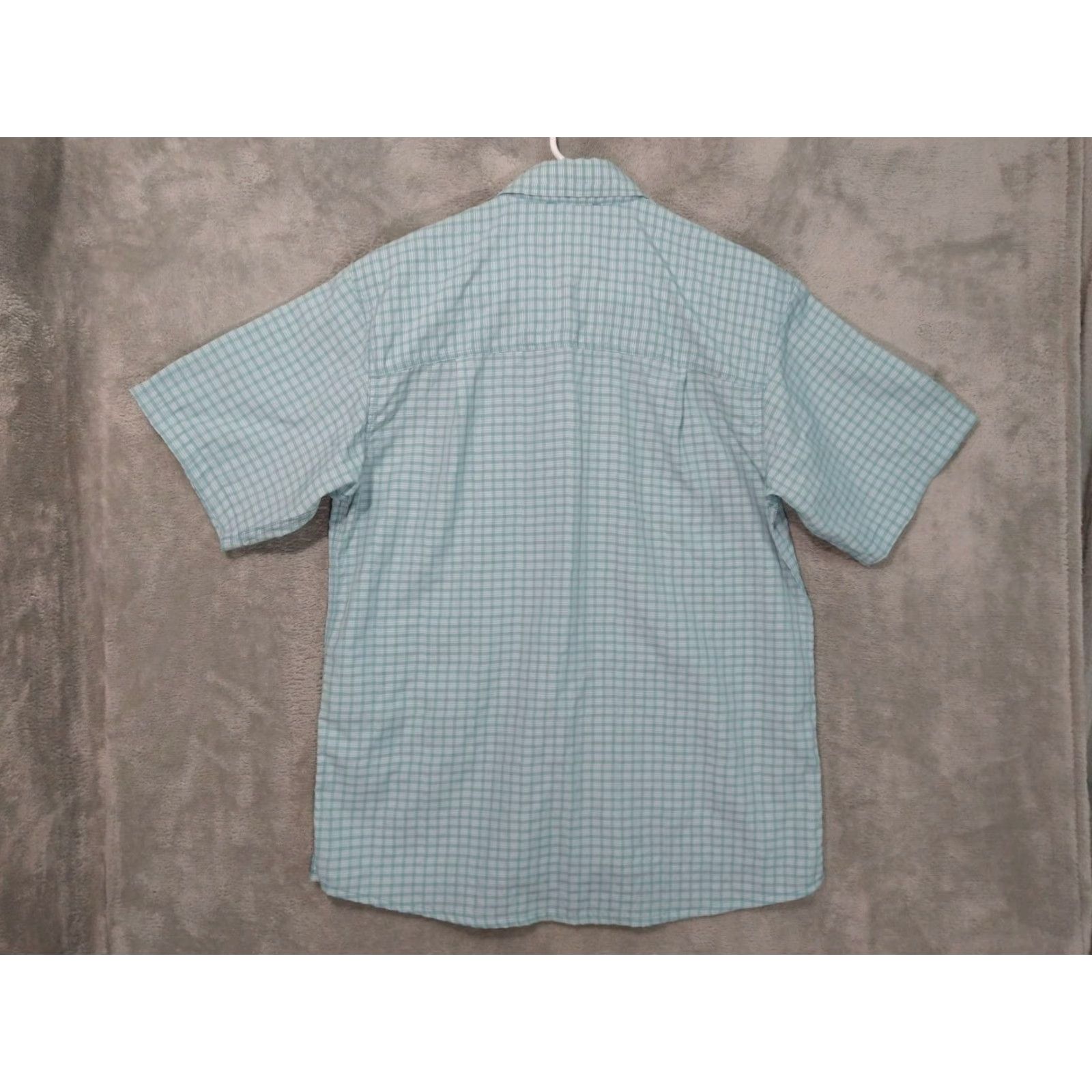 Vintage Simms Shirt Mens Small Blue Plaid Short Sleeve Button Up Outdoor Nylon Polyester Regular Fit Size US S / EU 44-46 / 1 - 2 Thumbnail