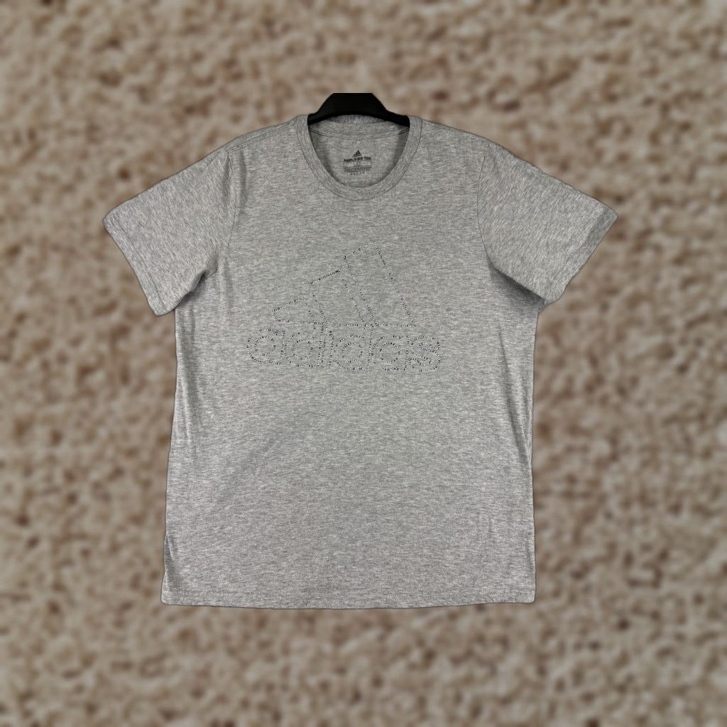 Adidas Adidas Shirt Men Large Gray Spellout Logo Short Sleeve Crew Neck Cotton Athletic Size US L / EU 52-54 / 3 - 1 Thumbnail