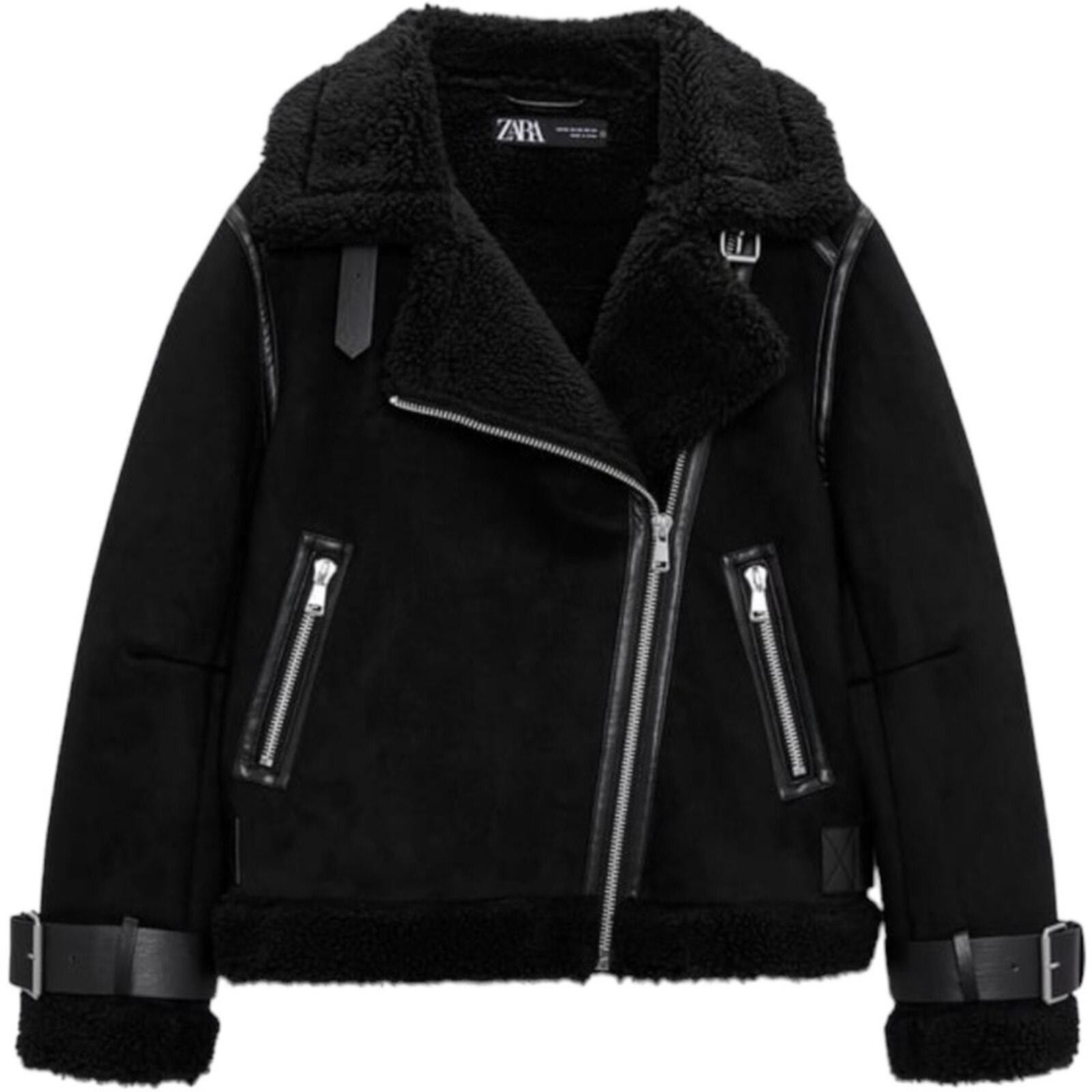 Zara Zara Double Asymmetrical Biker Jacket Fleece Jacket Size XL Size XL / US 12-14 / IT 48-50 - 9 Thumbnail