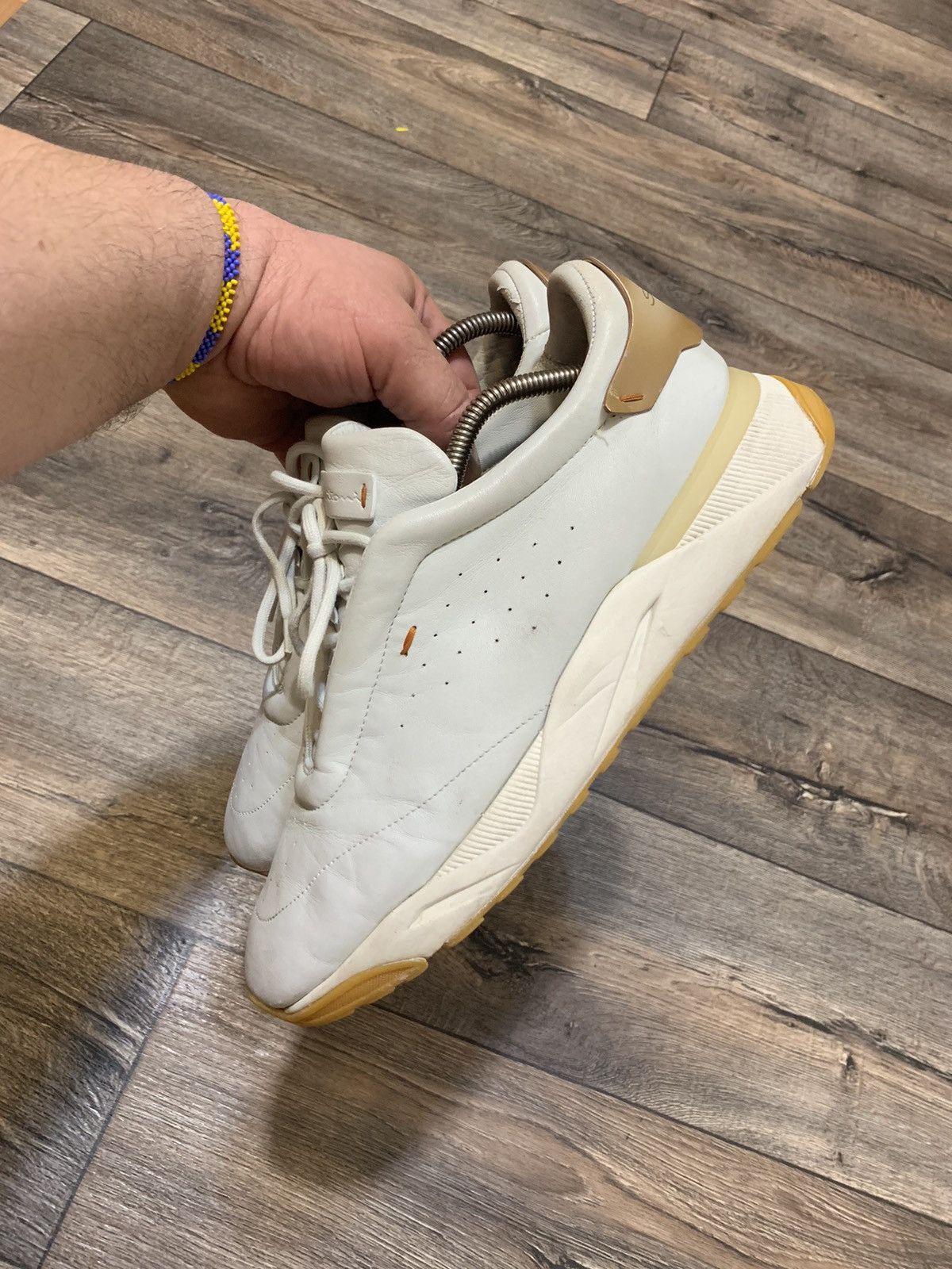 Santoni Santoni White Leather Sneakers Made in Italy US10 Size US 10 / EU 43 - 4 Thumbnail